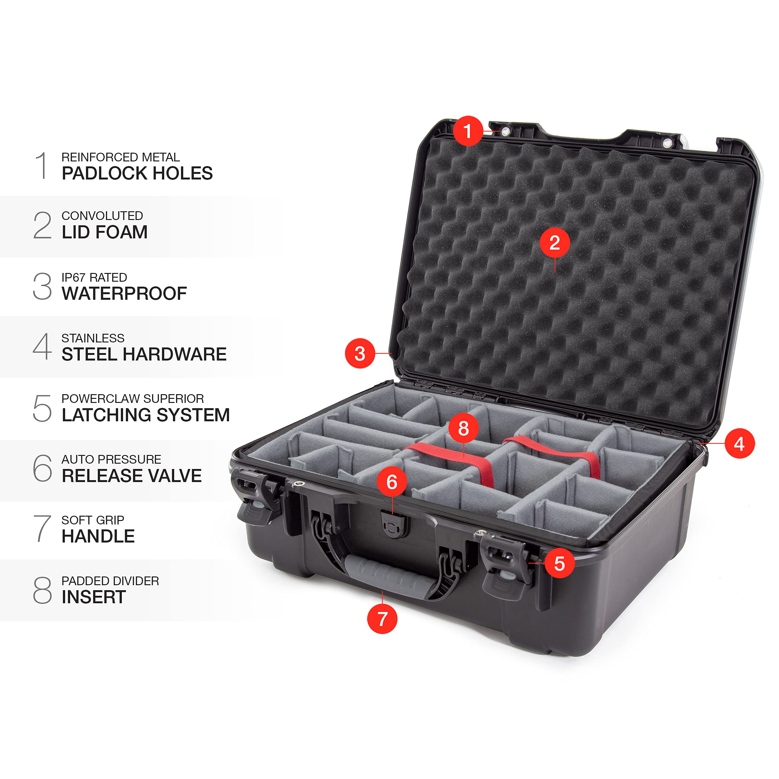 Nanuk 940 Large Series Lightweight NK-7 Resin Waterproof Protective Case with Padded Dividers, Black