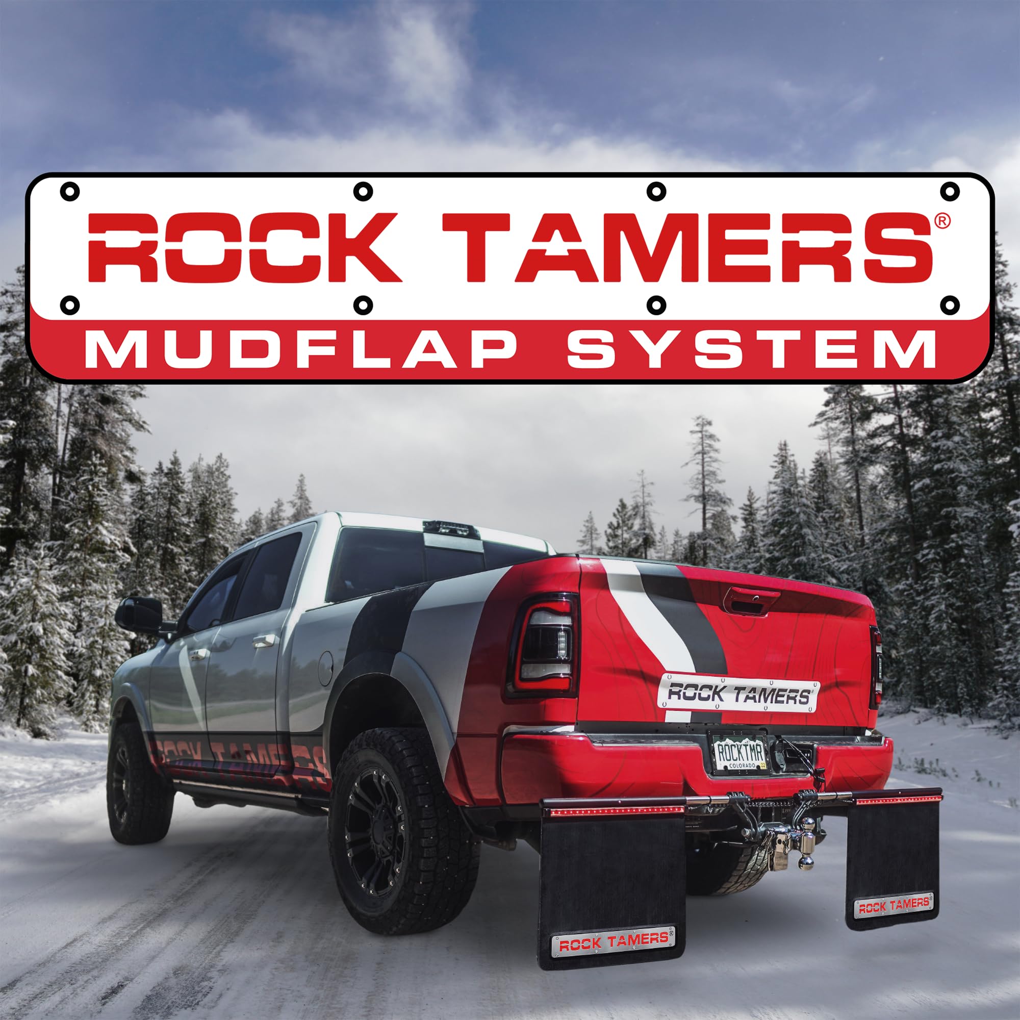 Reflective Tape Rock Tamers 2 Pack – 4 Red Diamond Pattern Safety Strips for Mudflaps and Trim Plates, Weatherproof PET Construction, Easy Installation (2 Strips, 19.7″ x 2″, in Each Pack)
