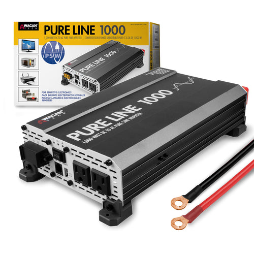 Wagan EL3804 Pure Sine Wave Inverter 1000 Watt DC 12V to 110V AC Car Power Inverter for Home RV Camping Van Life Off Grid ETL Certified