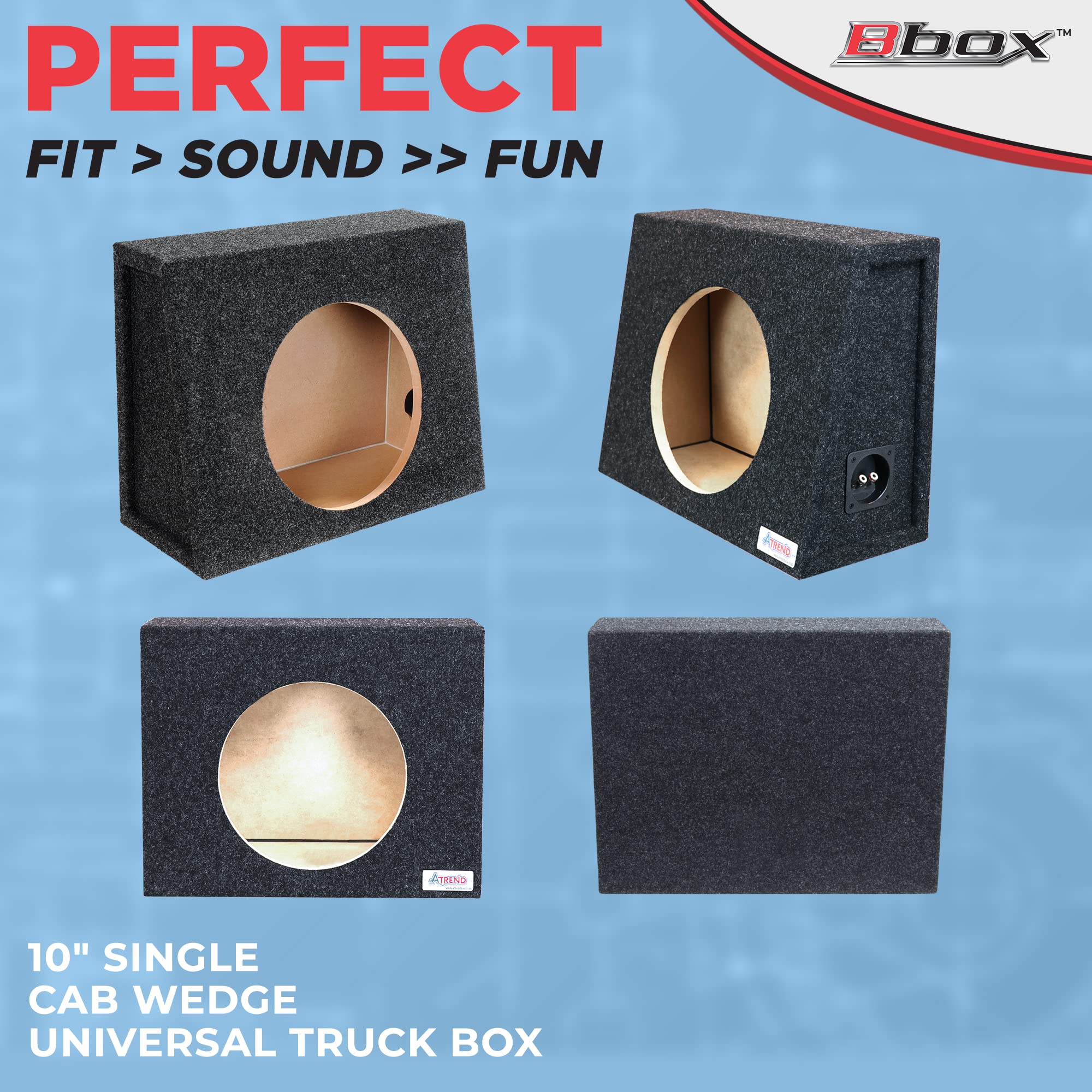 Single 10 in Truck Enclosure Sealed Subwoofer Enclosure Precision CNC-Cut, Premium MDF Construction. Proudly USA Made.