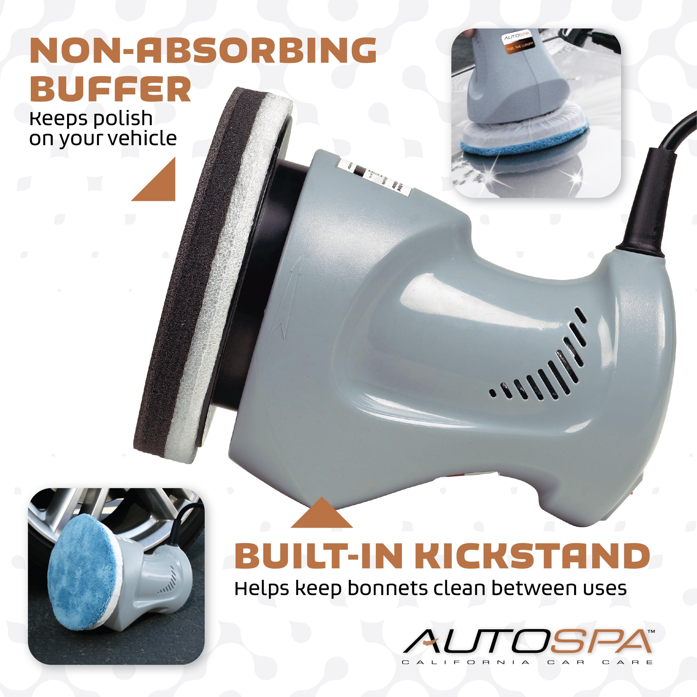Random Orbital AutoSpa 94000AS 6" 120V Automotive Polisher with 2 Bonus Bonnets