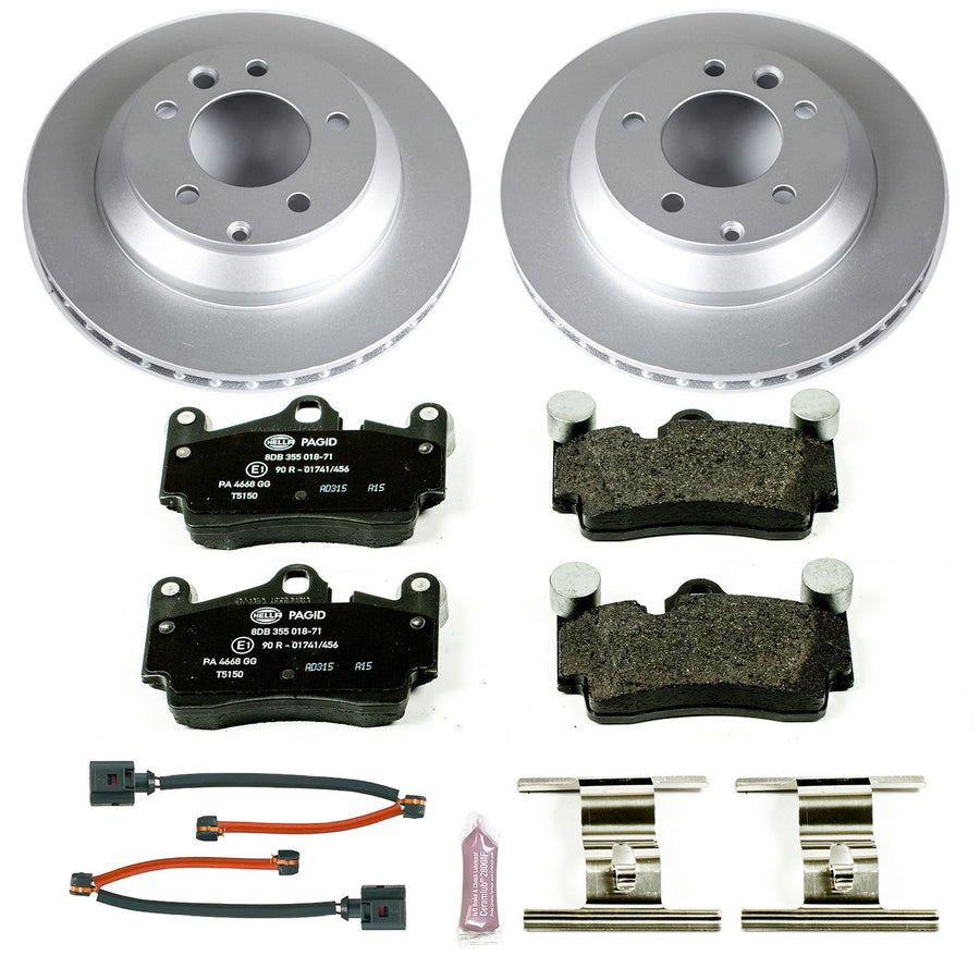Power Stop ESK5312 Euro-Stop Rear Brake Kit Porsche Audi VW and 2 Rear Sensor Wires For Audi Q7, Porsche Cayenne, Porsche Cayenne, VW Touareg [Model Specific]