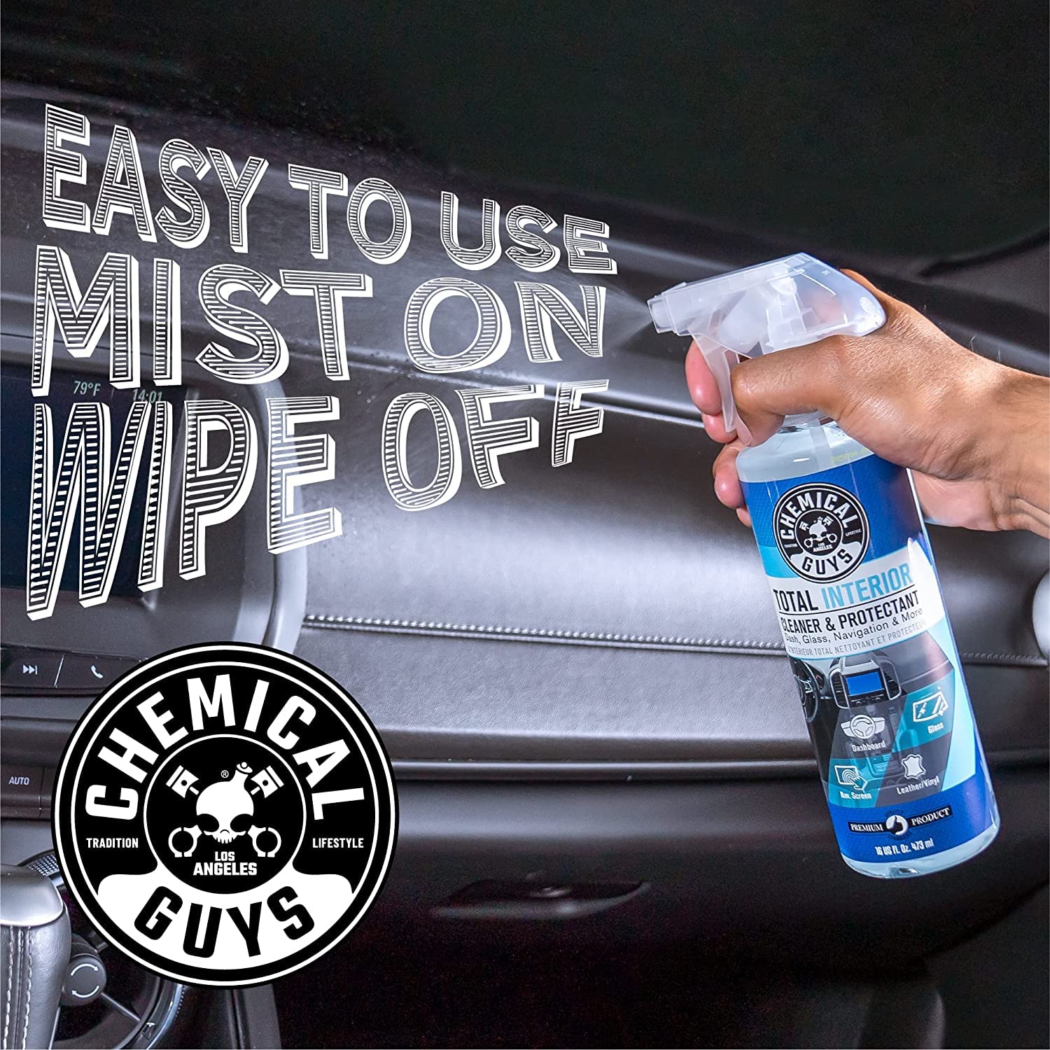 Chemical Guys Total Interior Cleaner and Protectant, Interior Cleaner Car Cleans & Protects Leather, Vinyl, Plastic, Rubber, Glass with a Showroom Finish, Safe for Trucks, SUVs, RVs & More, 128 oz