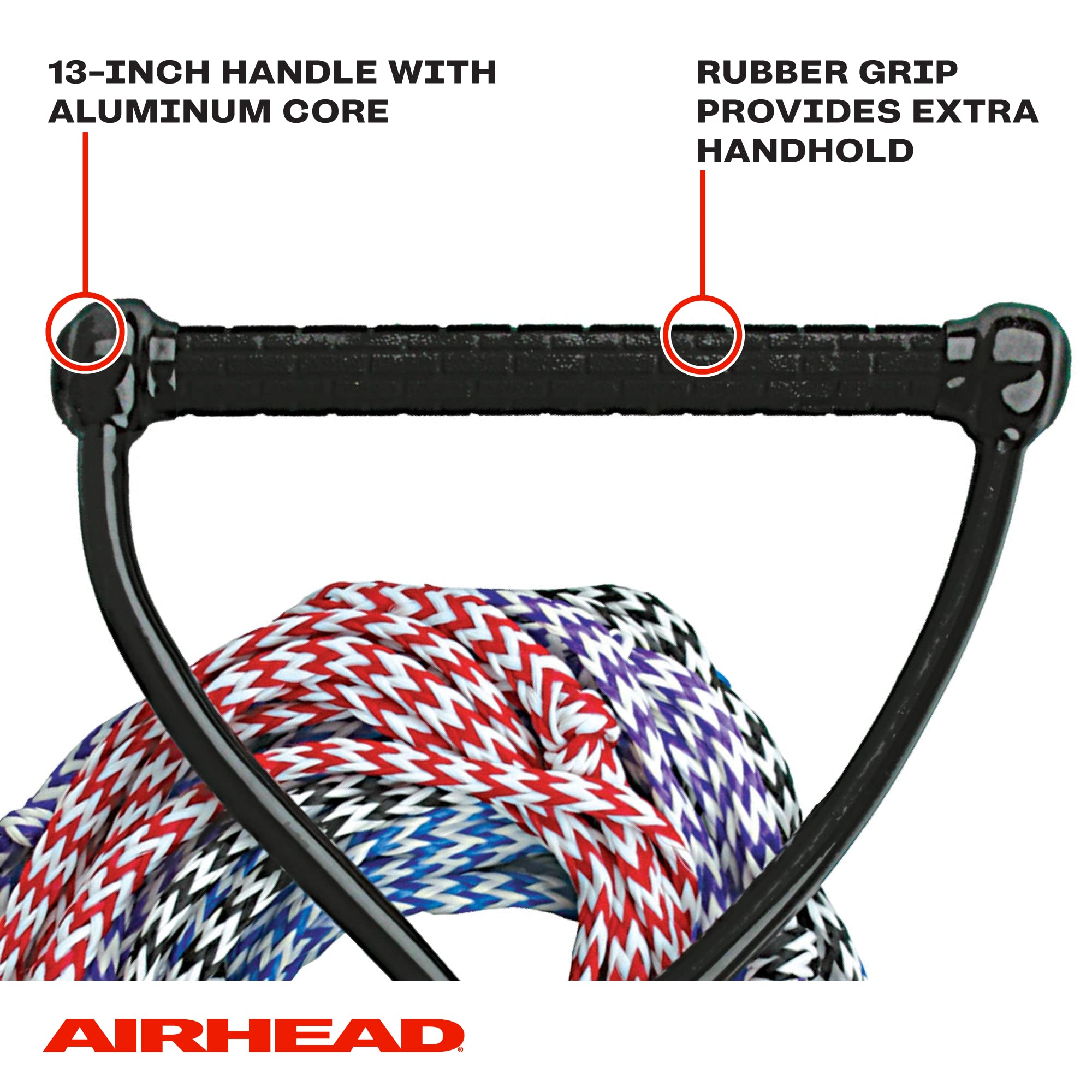 Airhead Water Ski Rope, for Water Skis 4 Section, Wakeboards and Kneeboards, Black