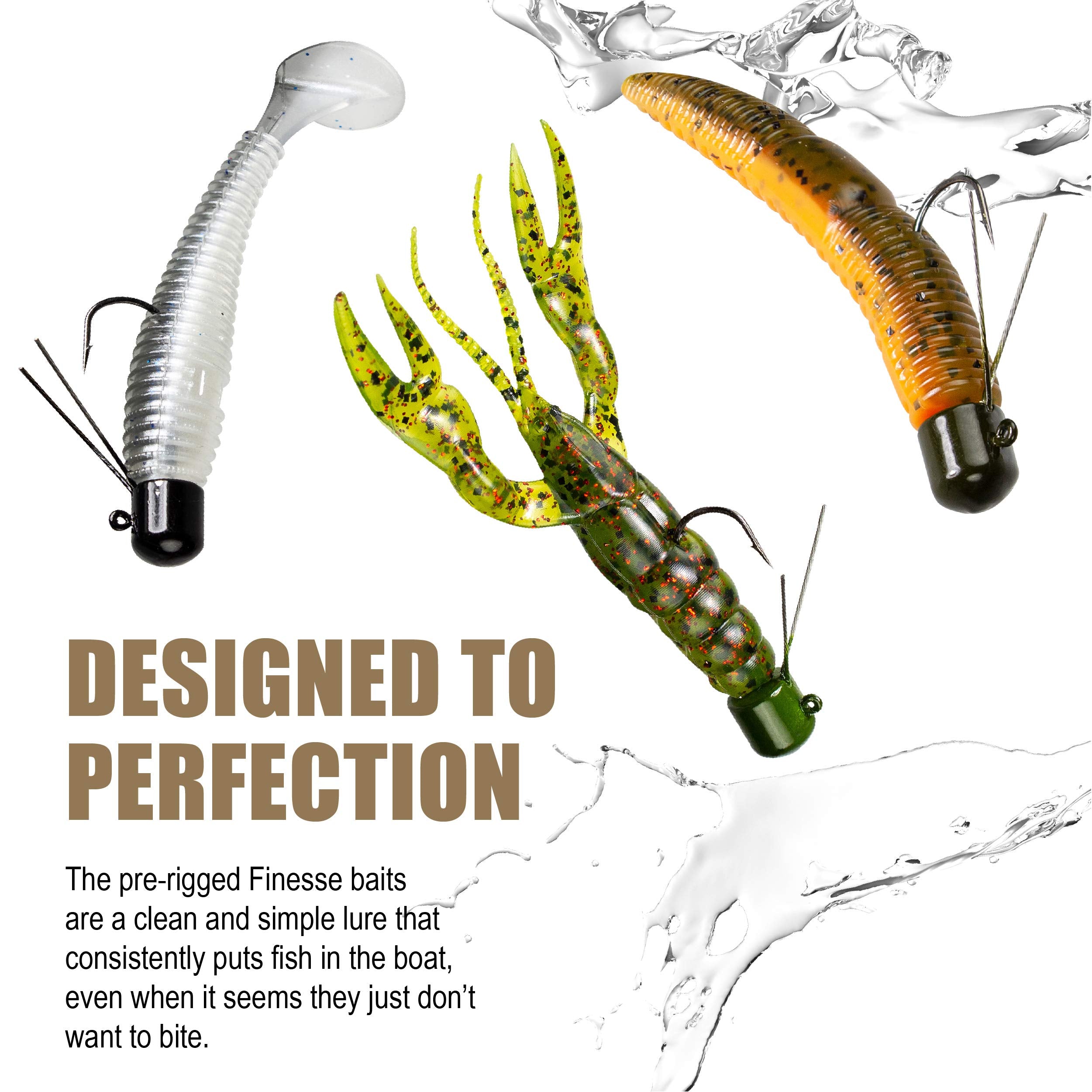 Finesse Swimbait Lunkerhunt Pre-Rigged, Perfect Pumpkin – Soft Bait Fishing Lure with Realistic Design, Weedless Mushroom Head Jig, Weighs ¼ oz, 3” Length