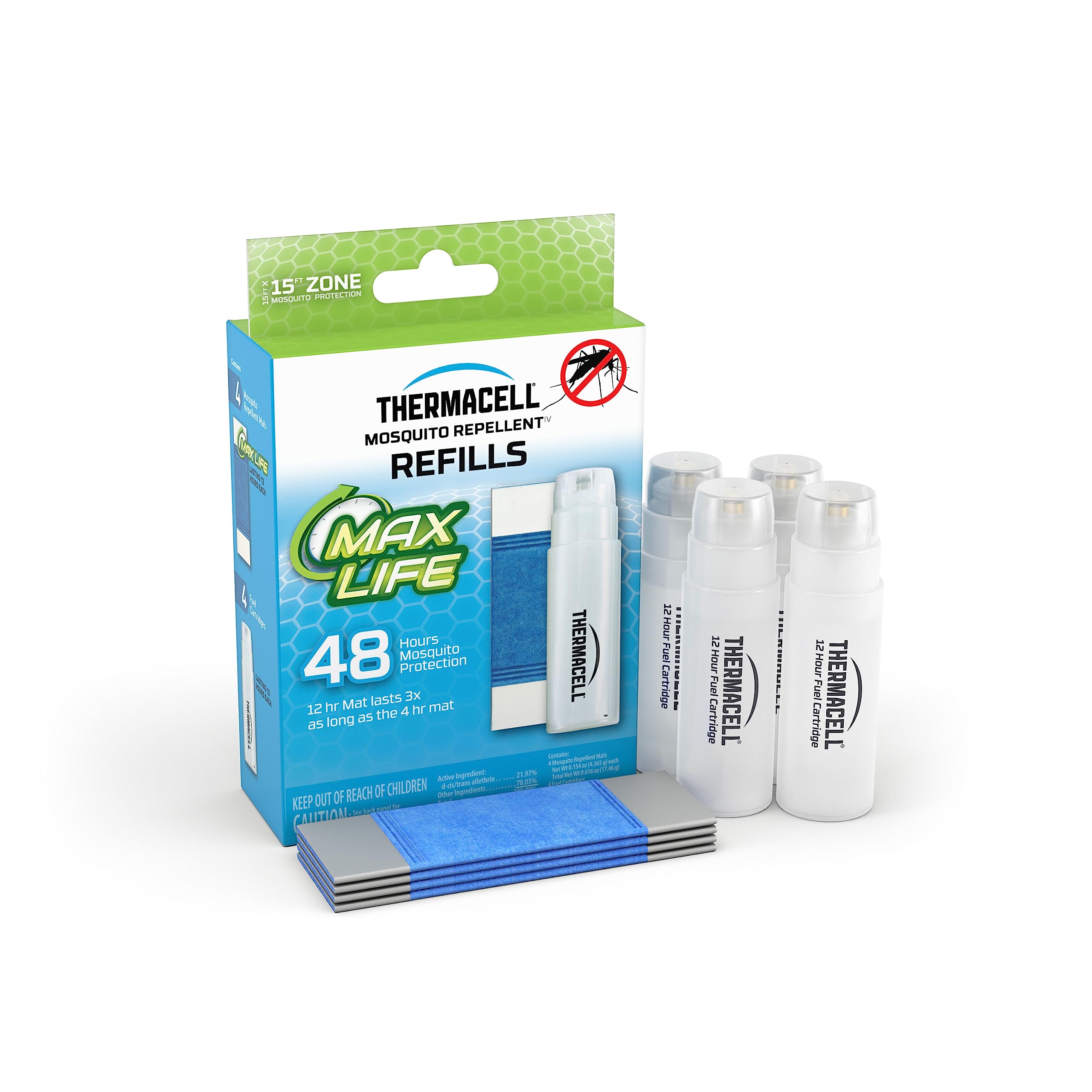Mosquito Repellent Thermacell Refills; Compatible with Any Fuel-Powered Repeller Thermacell; Highly Effective, Long Lasting, No Spray, No Scent, No Mess; 15 Foot Zone of Protection Mosquito