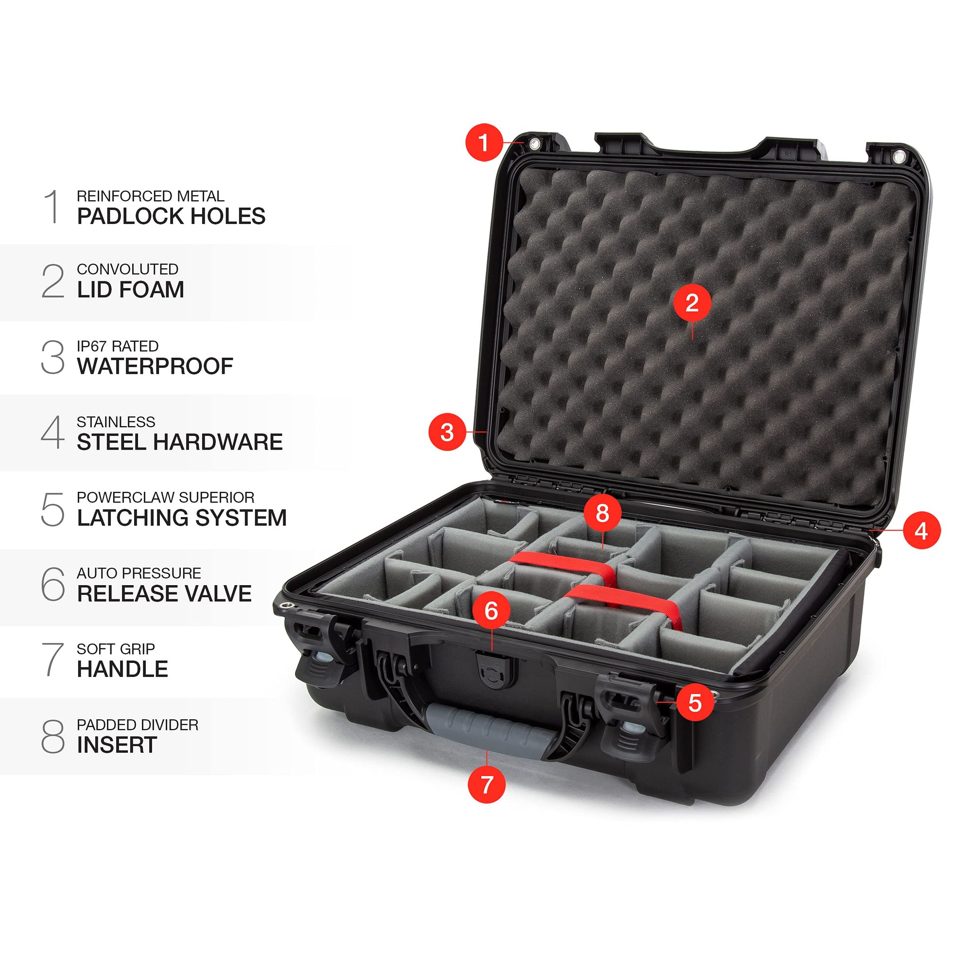 Nanuk 930 Large Series Lightweight NK-7 Resin Waterproof Case with Padded Divider, Black