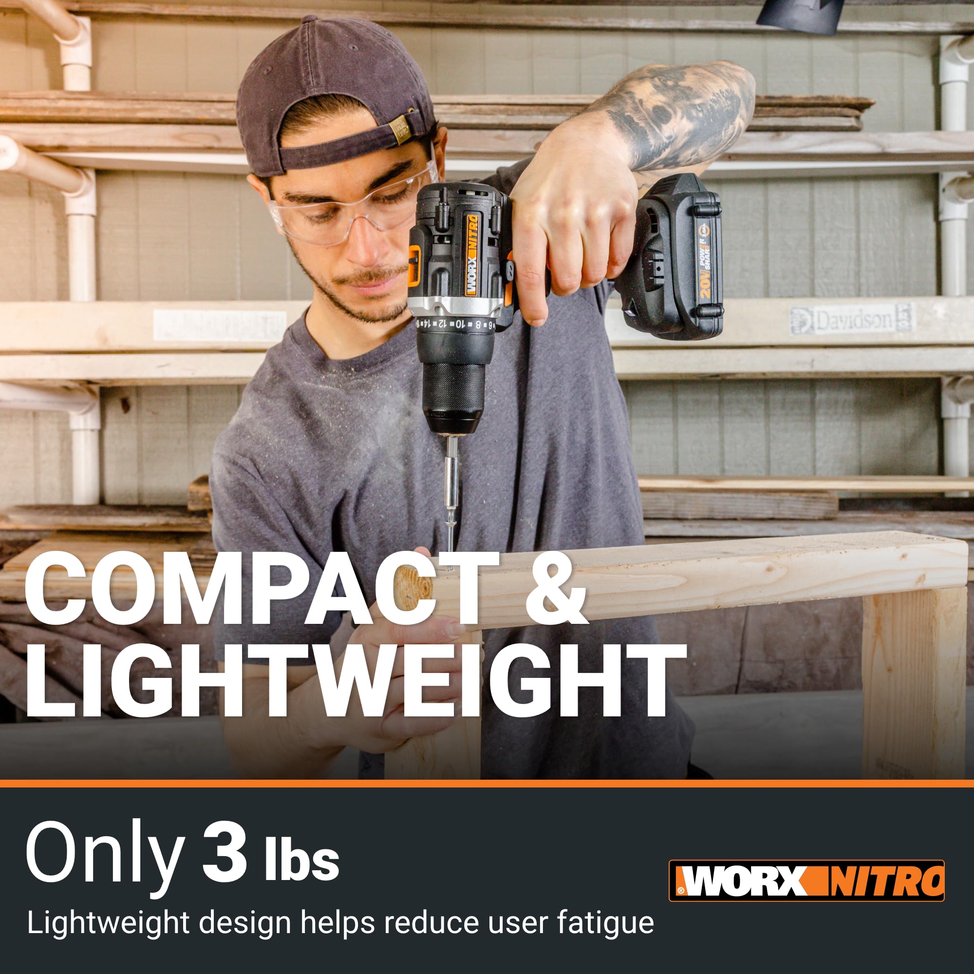 20V Worx Nitro 1/2" Cordless Brushless Drill Driver - 535 in-lbs. Torque, Heavy-Duty 1/2" Chuck, Drill Set with Storage Bag, Power Share Compatible - Battery & Charger Included