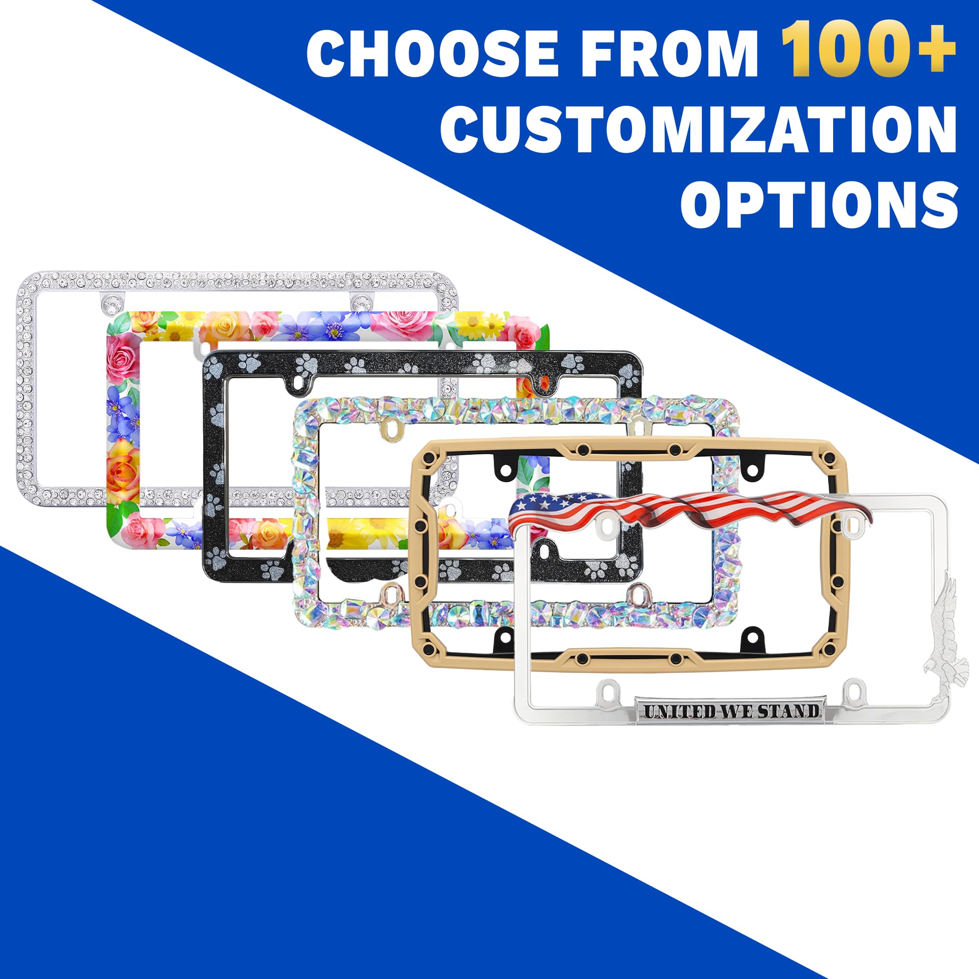 Golf Club Cruiser Accessories 19509 License Plate Frame, Chrome/Painted, Standard