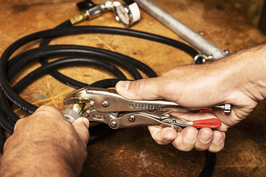 Curved Jaw Crescent Locking Pliers with Wire Cutter - 2 Piece Set - Home DIY & Professional Mechanic Hand Tool for Nuts & Bolts, Cables, Wires - 7" & 10" - CLP2SETN