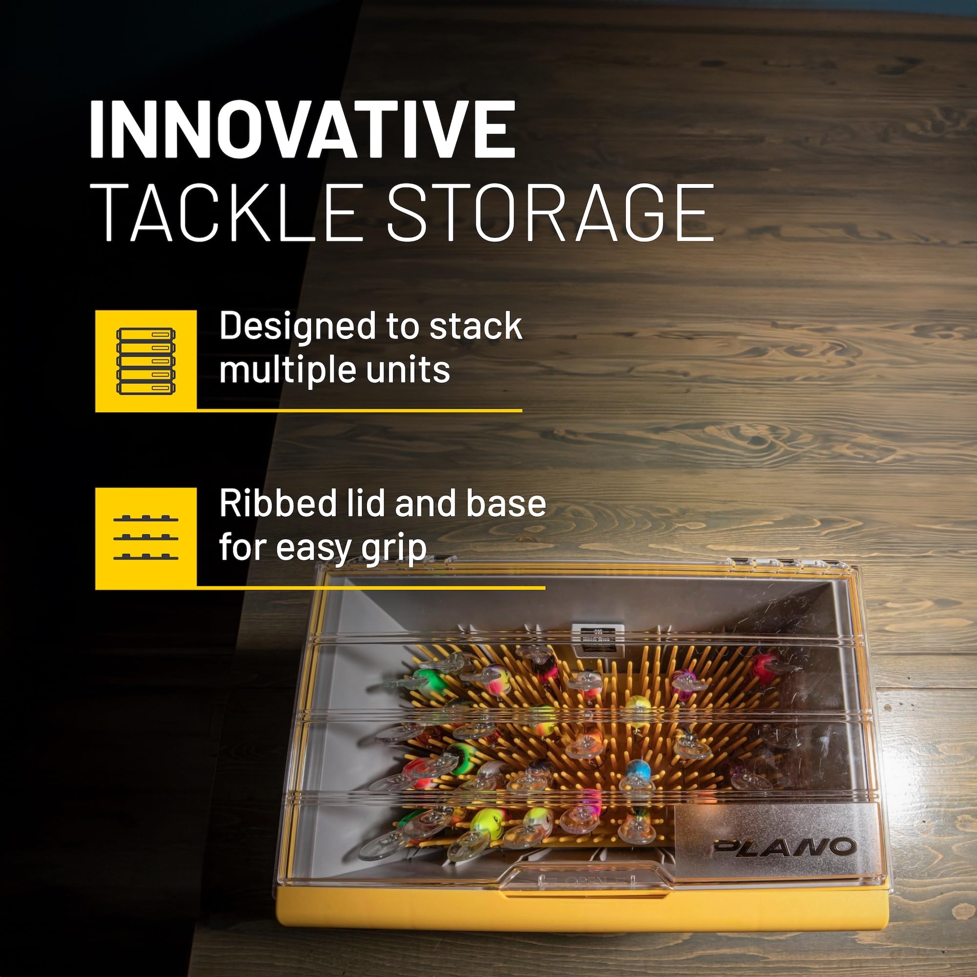 XL Plano Edge Master Crankbait Tackle Storage | Premium Organization with Rust Prevention, Clear/Yellow