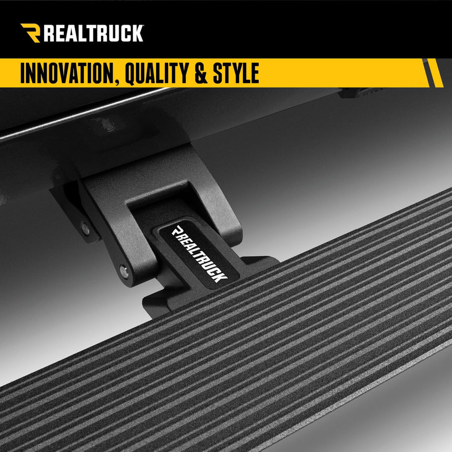 RealTruck Power Running Boards Volt for Jeep Wrangler JKU (2007-2018) 4-Door | Aluminum, Protective Bedliner Coating | 20450572T | Electric Powerstep & Retractable Steps