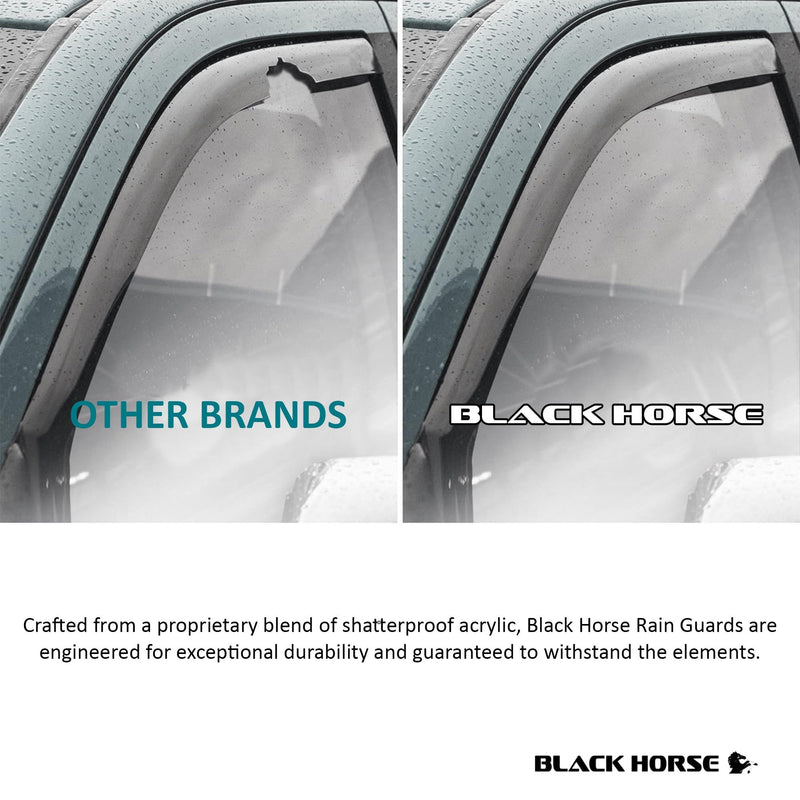 Off Road Black Horse [BHOR in Channel Rain Guards/Wind Deflectors Compatible with 2015-2024 Ford F-150|2015-2024 Ford F-150 Smoke 4 PCs - 1494974IN