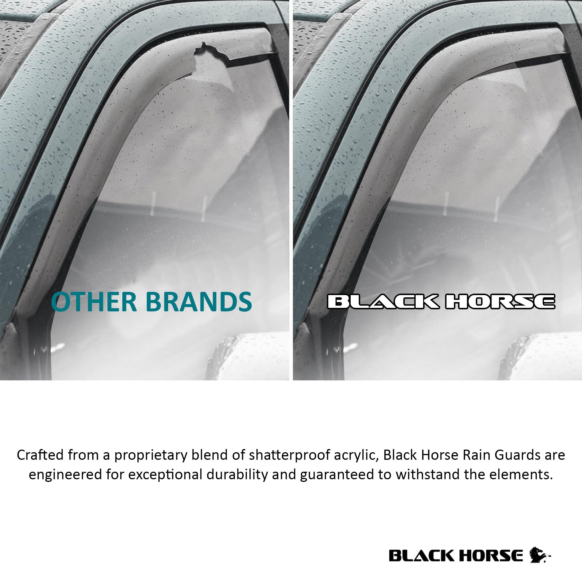 Off Road Black Horse [BHOR] in Channel Rain Guards/Wind Deflectors Compatible with 2023-2024 Chevrolet Colorado|2023-2024 GMC Canyon Crew Cab Smoke 4 PCs - 1494218IN