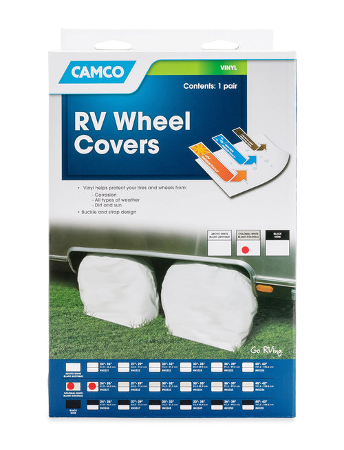 Vinyl Wheel & Tire Protector Camco 45331, 2 Pack (24 inches - 26 inches, Off-White)