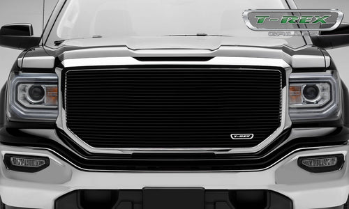 2016-2018 Sierra 1500 T-Rex Grilles Laser Billet Grille, Black, 1 Pc, Insert, without Logo Cutout - PN #6202141