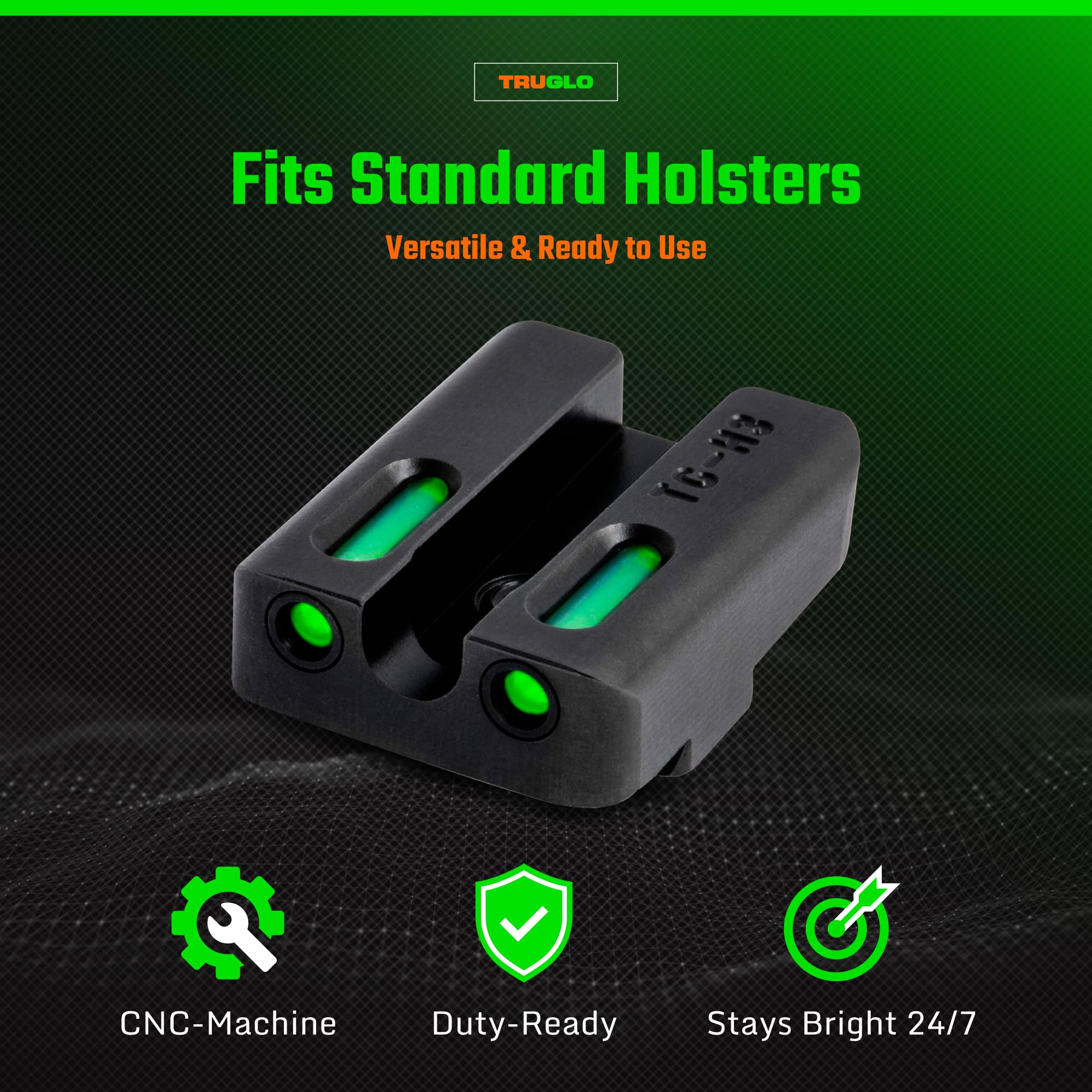 Tritium and Fiber Optic Night Sight for Handguns, Truglo TFX PRO Glowing Shock Proof Compact, Durable, and Snag Free Sight