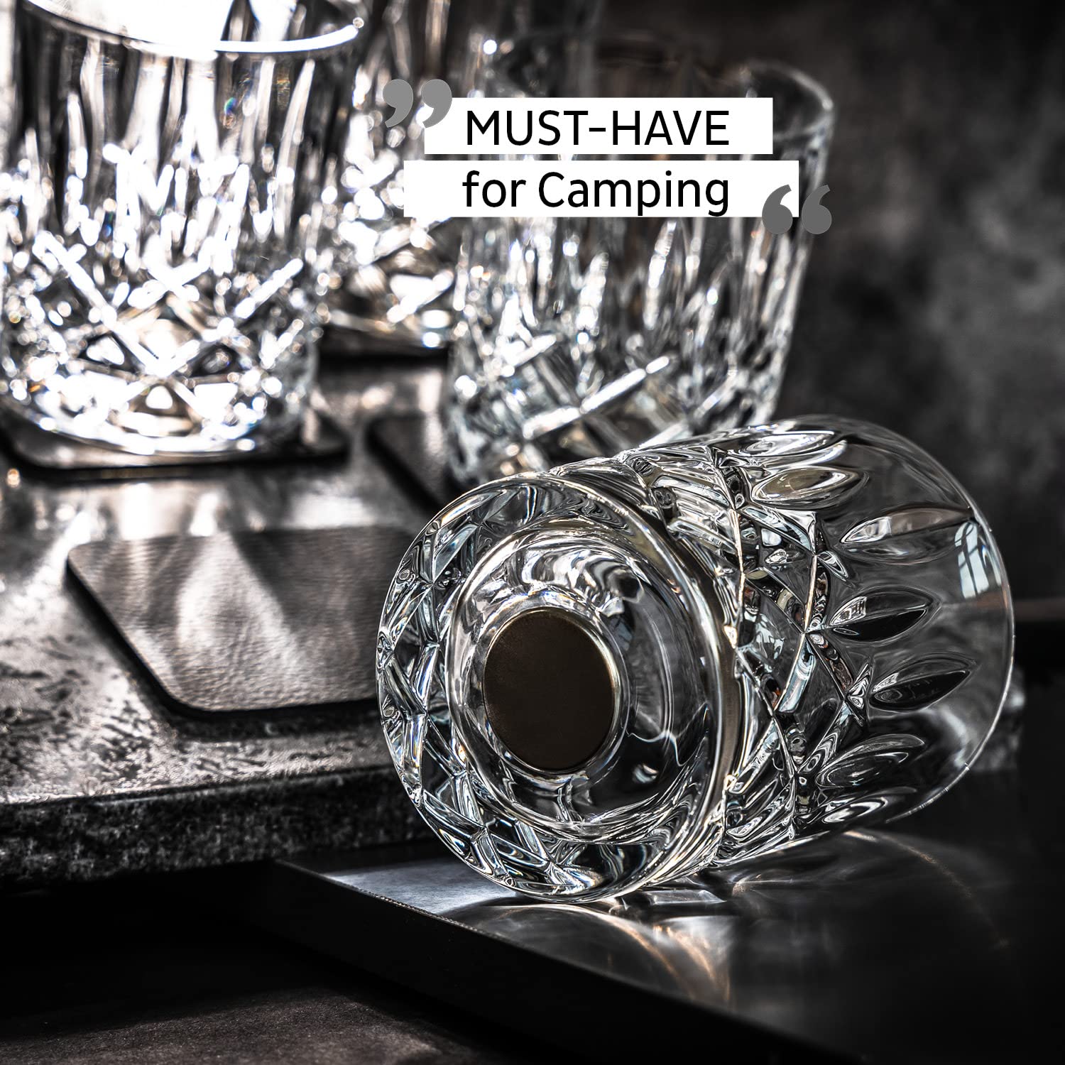 silwy® Whisky Magnet-Kristallgläser 4er Set inkl. vier wiederverwendbaren Metall-Nano-Gel-Pads - rutschfeste Magnetgläser für Camping, Caravaning und Boating COG: 0 / Price: 98,95