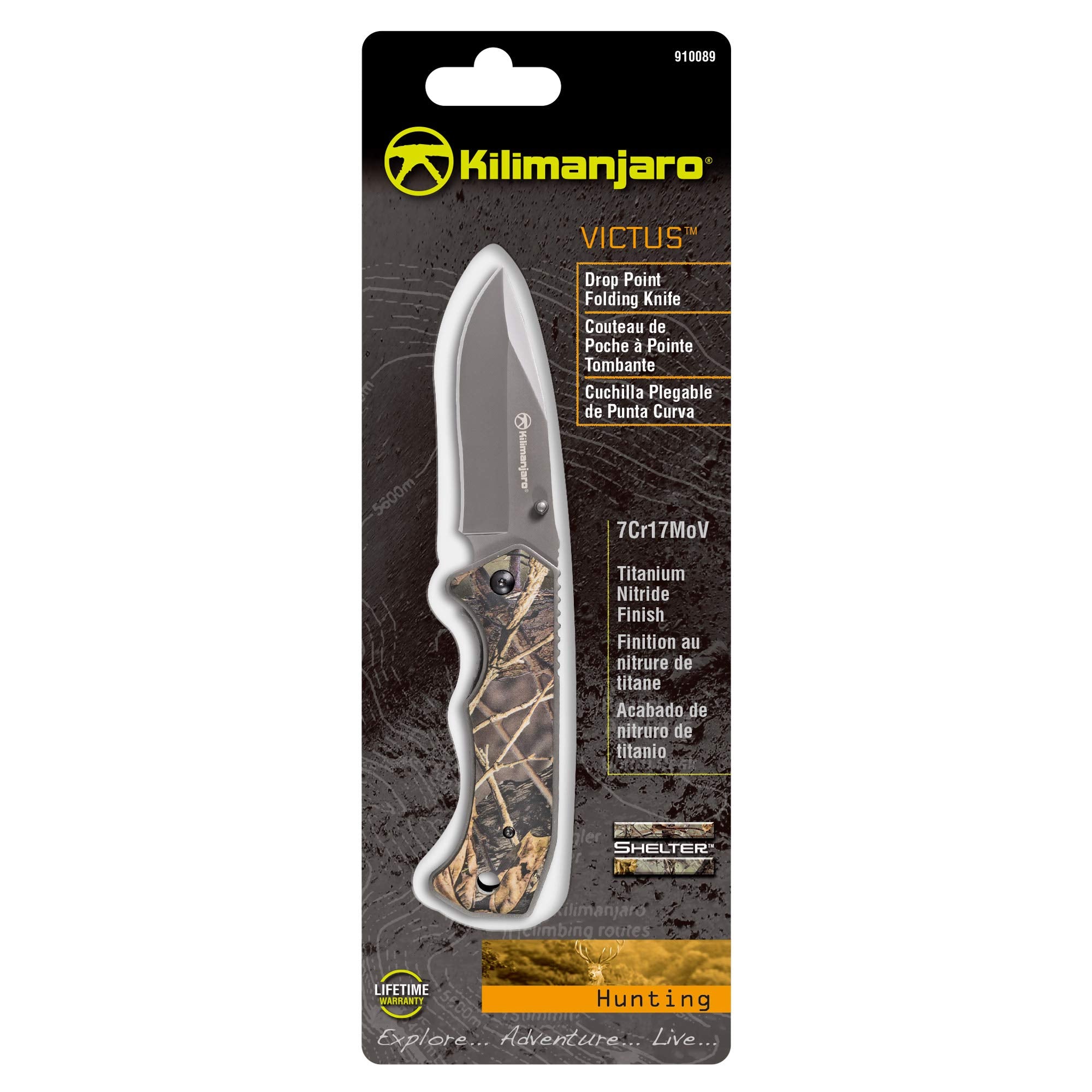 Victus Kilimanjaro 7-Inch Drop Point Hunting Knife, Camo