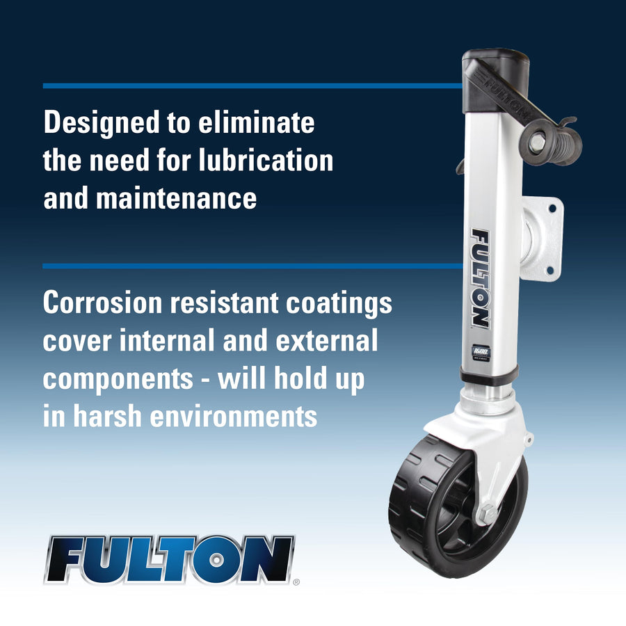 Fulton F2 Wide Track Boat Trailer Jack 1413040134, 1,600 lbs. Lift Capacity, Sidewind, Bolt-On Side Mount, 10 Inch Travel, Ergonomic Design