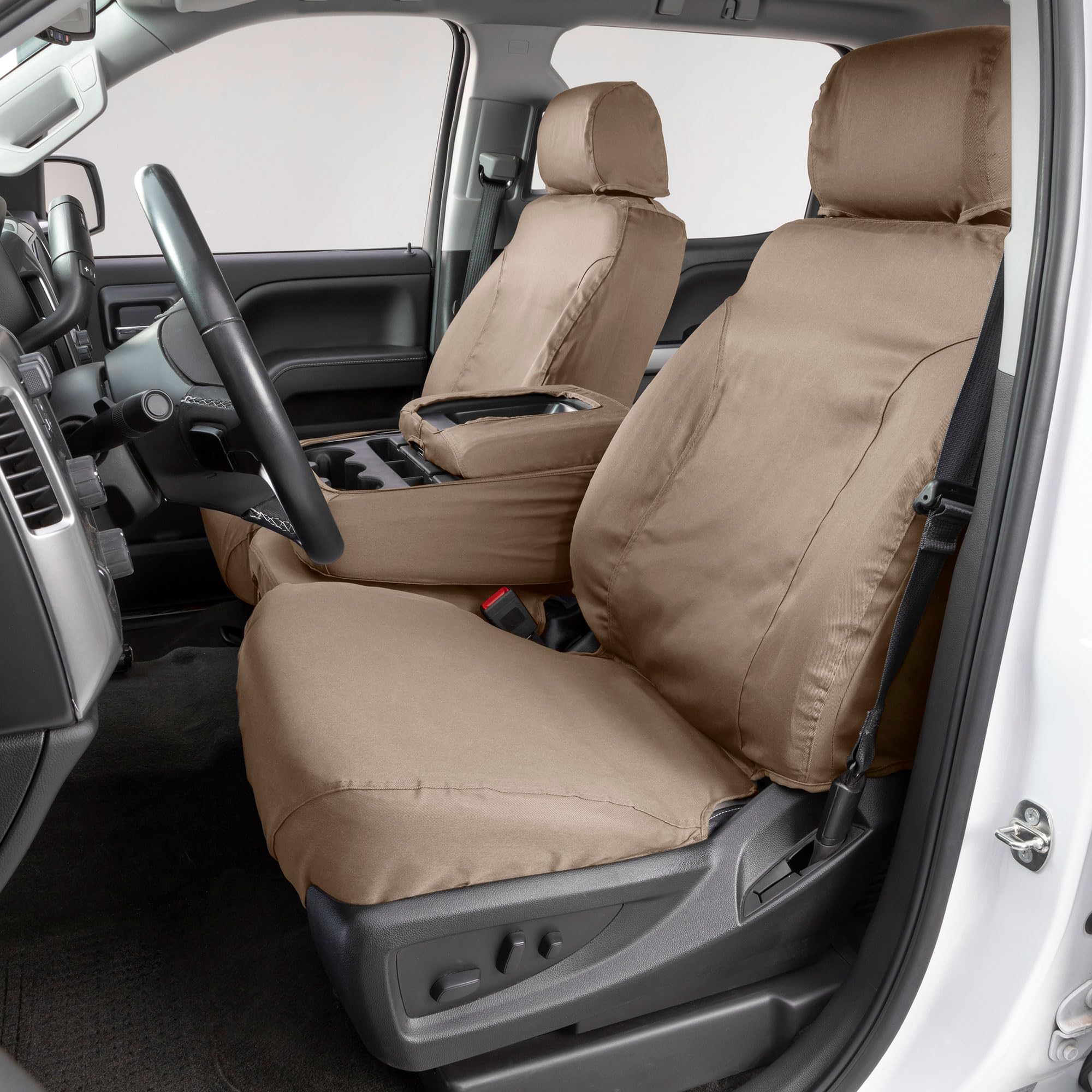Covercraft Custom Seat Covers Polycotton | Fits 2023-2025 Honda Pilot | 2nd Row 40/20/40 Bench Seat, Taupe