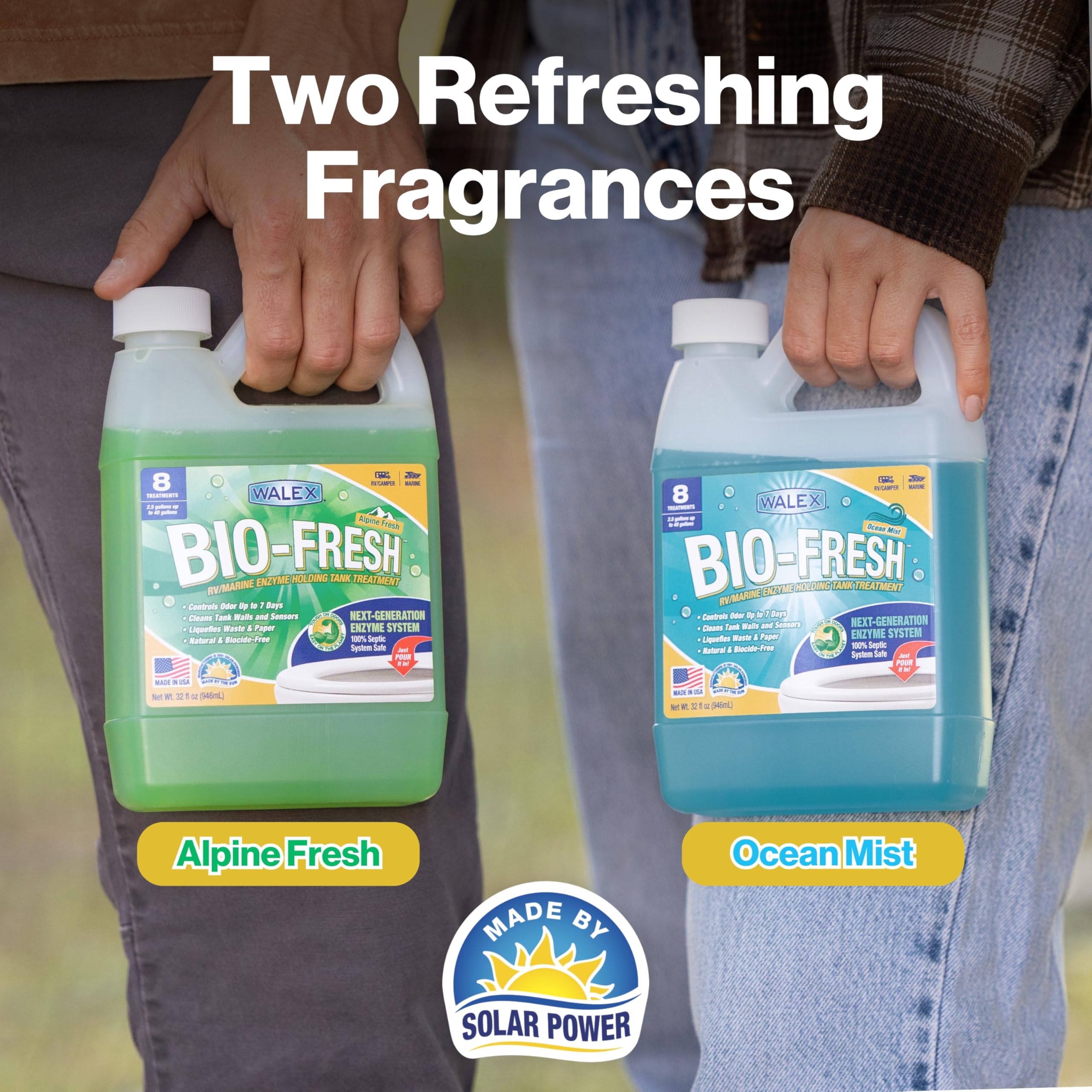 Bio-Fresh Walex Liquid Enzyme Holding Tank Treatment for RV, Camper & Marine - Black Water Tank Deodorizer, Liquifies Waste & Toilet Paper, Septic Tank Safe, Biocide-Free, Alpine Fresh, 64oz