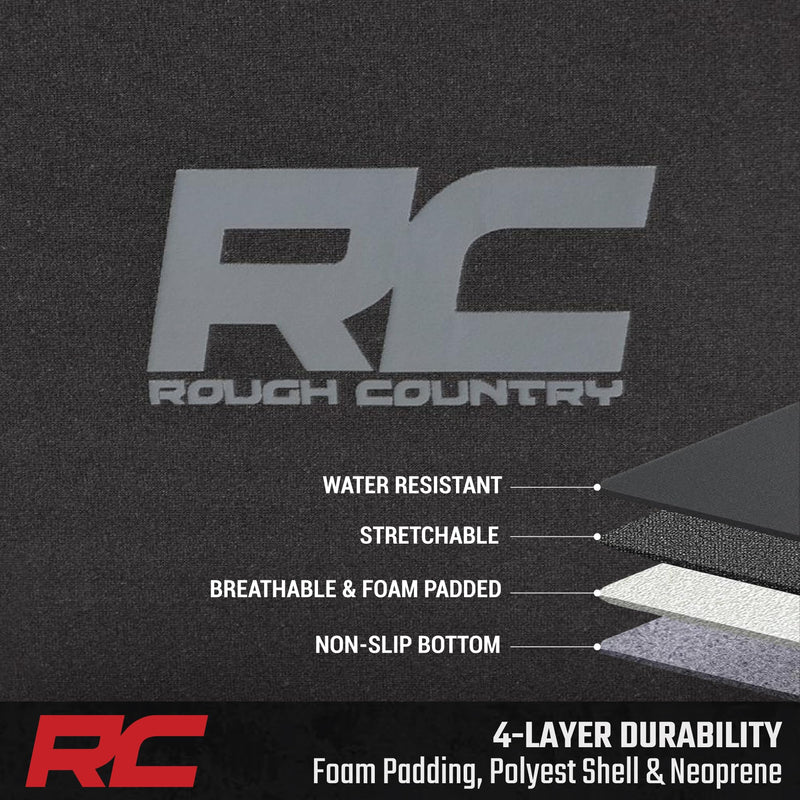 Rough Country Seat Covers Neoprene for Ram 1500/2500/3500 (2010–2018) Crew Cab - Front & Full Rear Seat Cover Set, Water-Resistant Protection