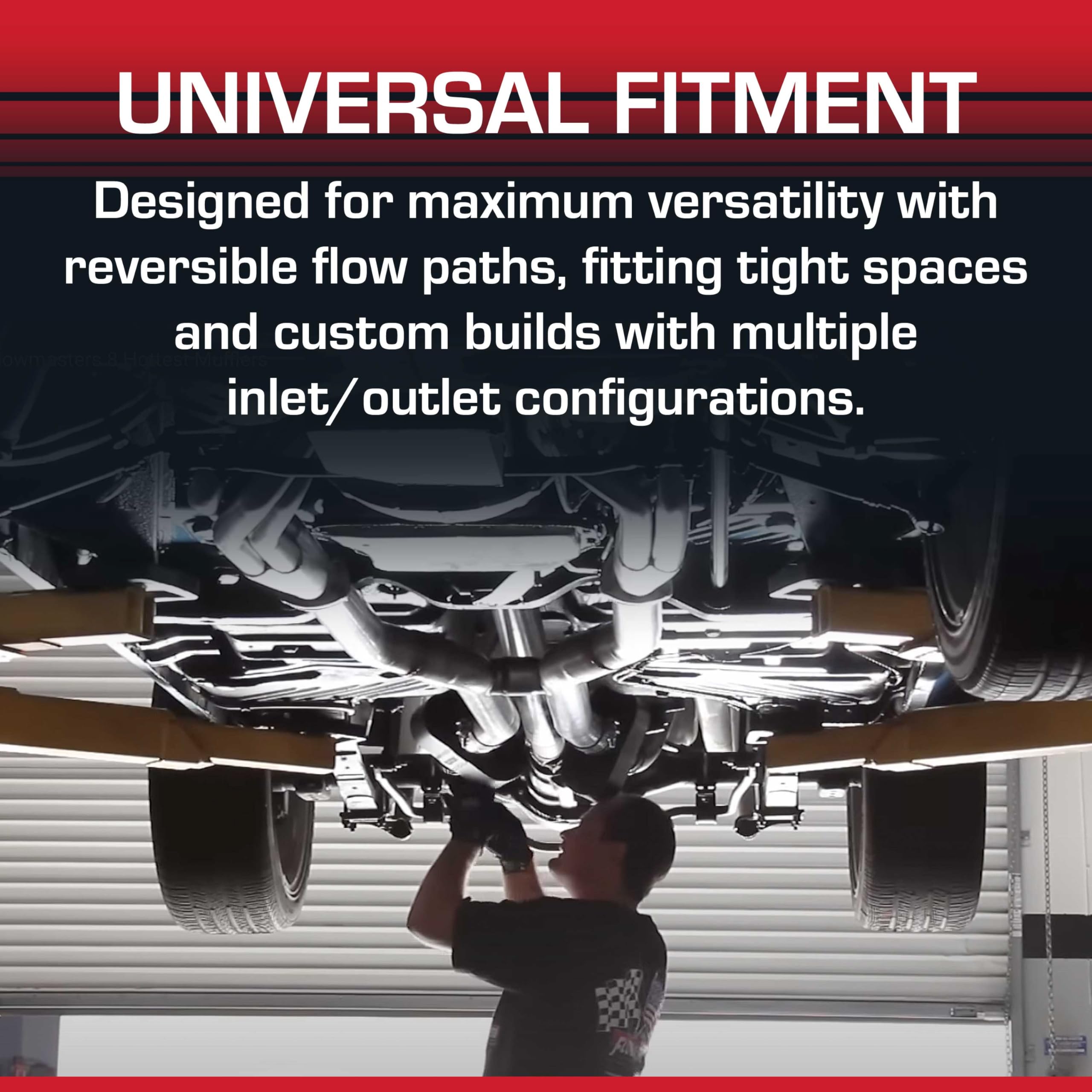 Flowmaster Chambered Muffler Flow FX – 2.25” Offset In / 2.25” Offset Out – Moderate Sound – Stainless Steel – Affordable Performance for Modern Trucks, Muscle Cars & Daily Drivers (71235)