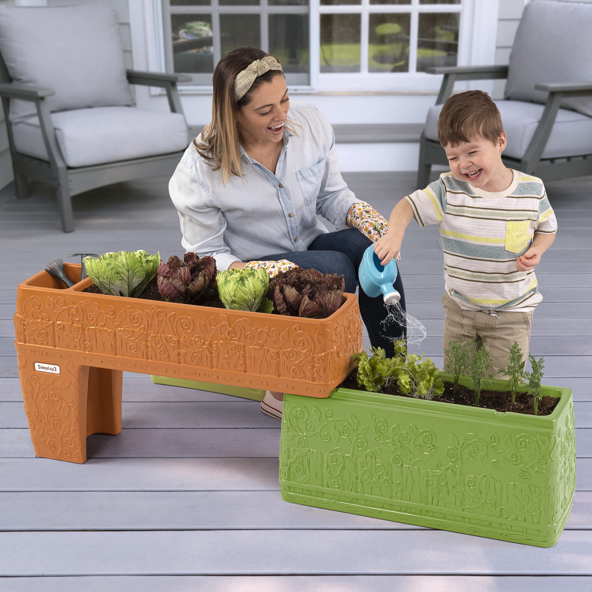 Simplay3 Two-Level Seed to Sprout Slide and Store Planter, Multi-Level Tiered Planter for Outdoor Gardening, Made in USA