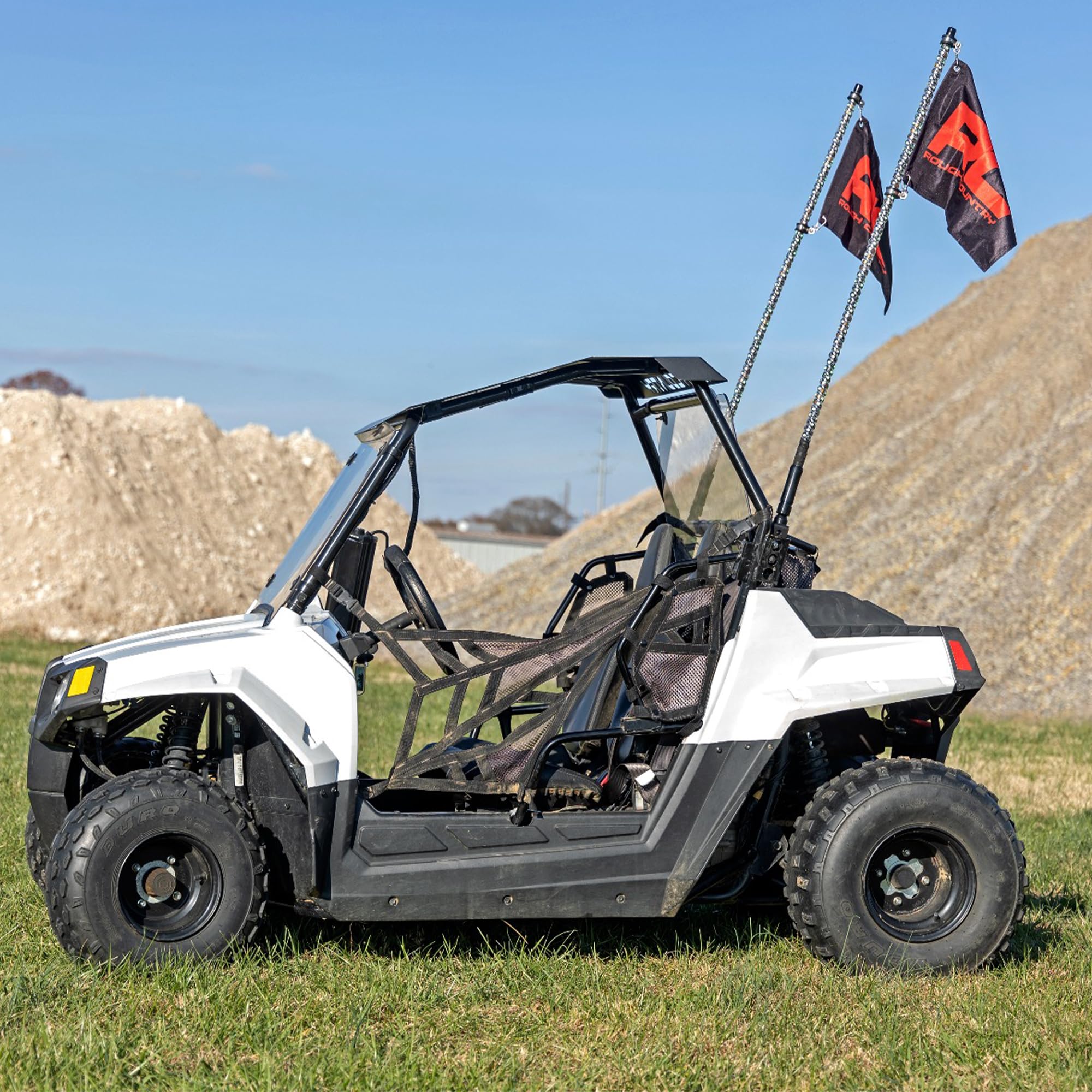 Rough Country LED Whip Lights for RZR 170 EFI Polaris (2009-2021) - Set of 2, 48" Whip Lights for Side by Side, Multi-Color RGB LEDs, 300 Patterns, Dimmable, Waterproof, Quick-Release Base