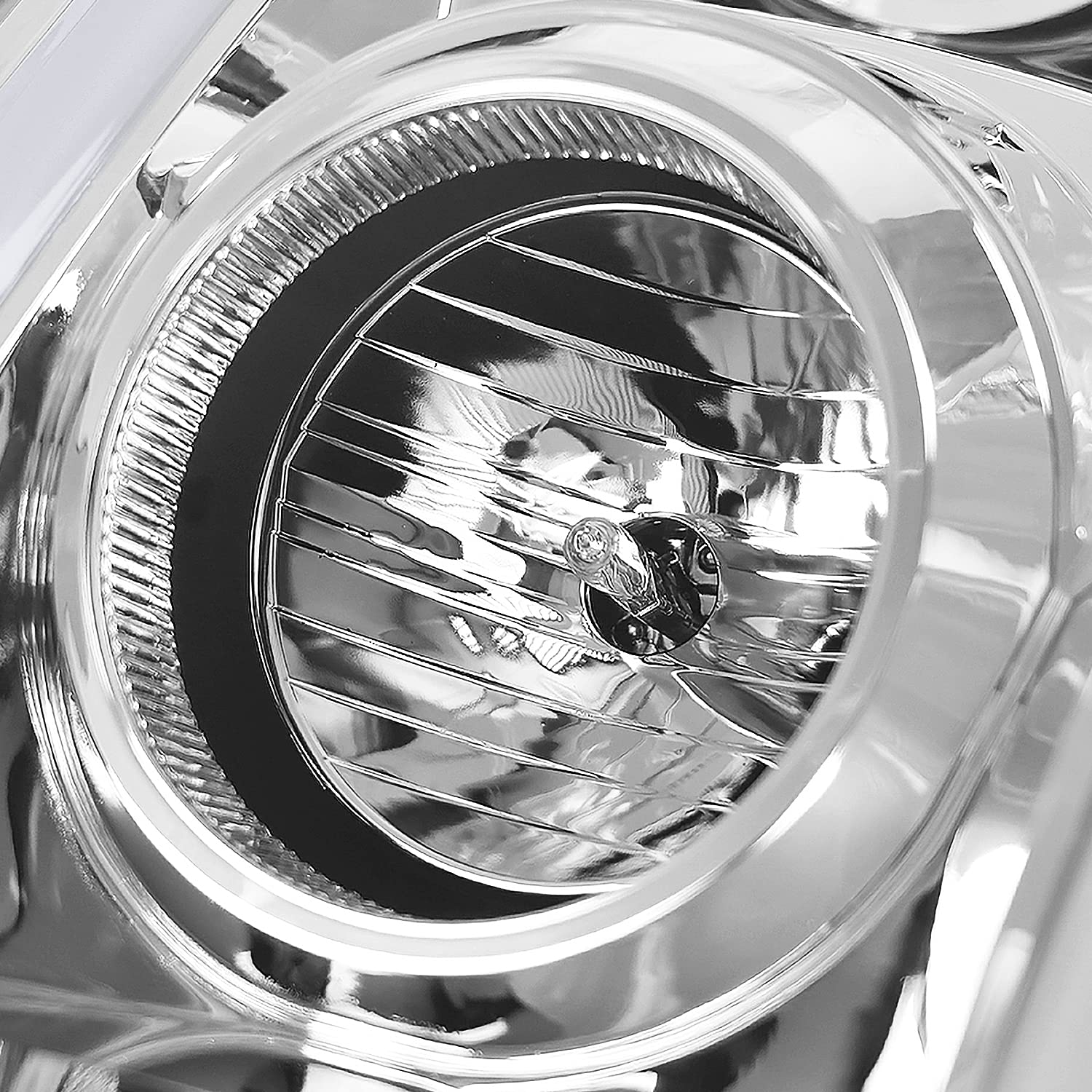 Chrome Projector Headlights SPEC-D TUNING w/Switchback LED Light Bar Compatible with 2006-2008 Dodge Ram 1500, 2500, 3500, Left + Right Pair Headlamps Assembly