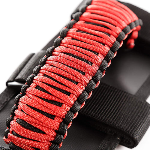 Grab Handle Kit Rugged Ridge 13505.31, Paracord, Red/Black; 55-Current Jeep CJ/Wrangler/Gladiator