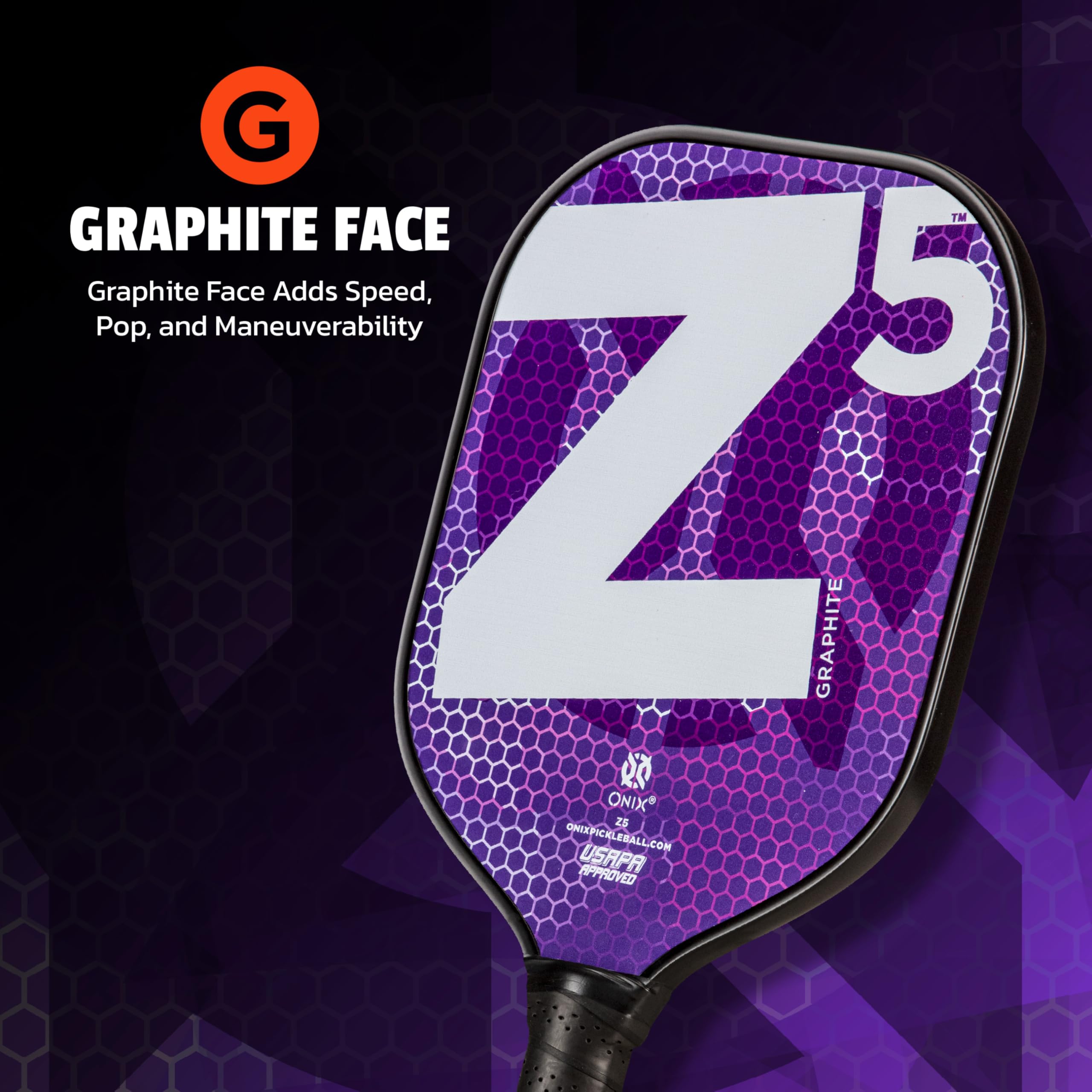 Graphite ONIX Z5 Graphite Carbon Fiber Pickleball Paddles with Cushion Comfort Pickleball Paddle Grip - USA Pickleball Approved, Grip Size 4 1/4 inches