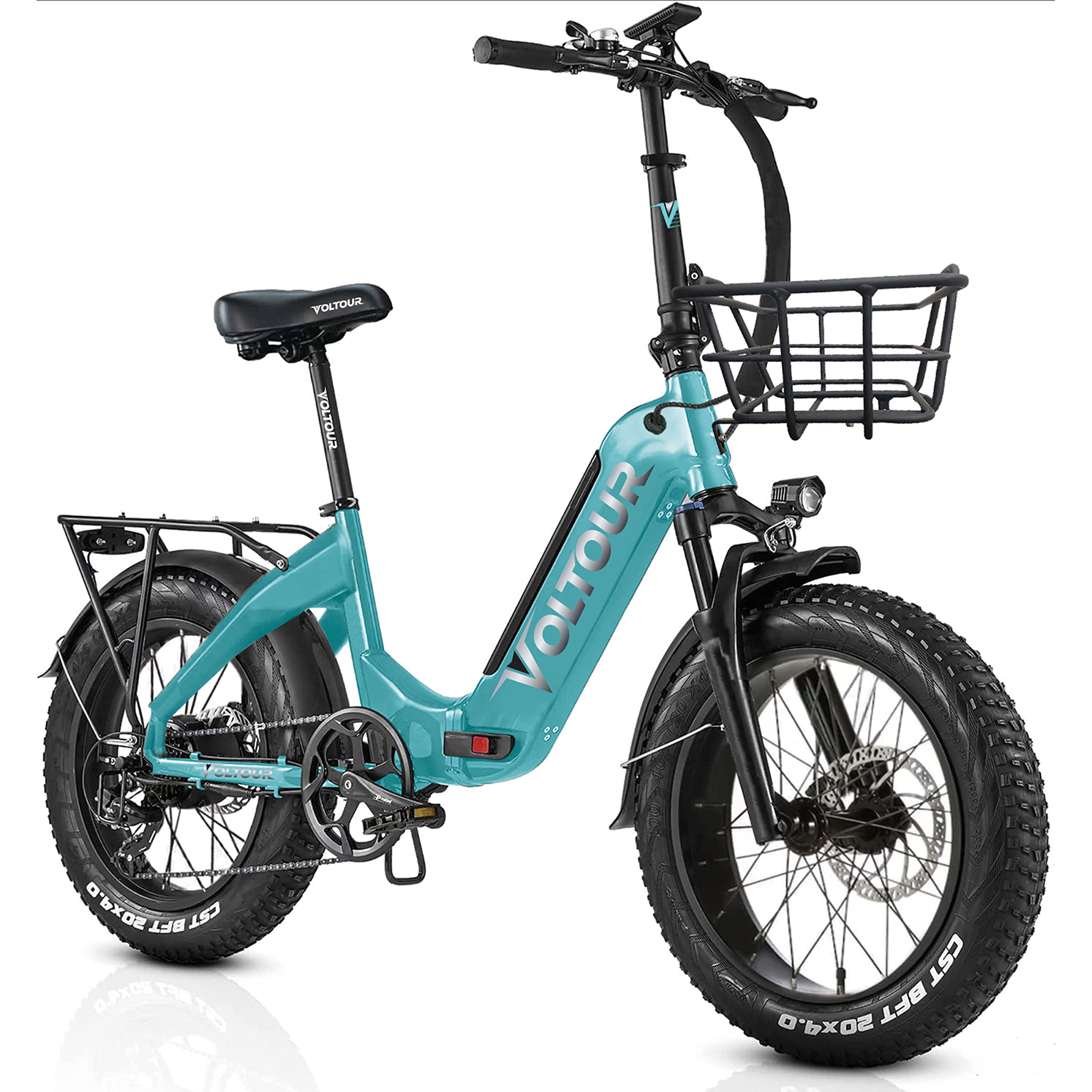 20EB-FOLDSTBLUE Voltour 20" Deluxe Folding E-Bike with Step Thru Frame - 750W, Blue