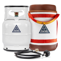 Ignik Deluxe Refillable Gas Growler 5-Pound Empty Propane Tank with Carry Case and Adapter Hose, Natural Case/White Tank
