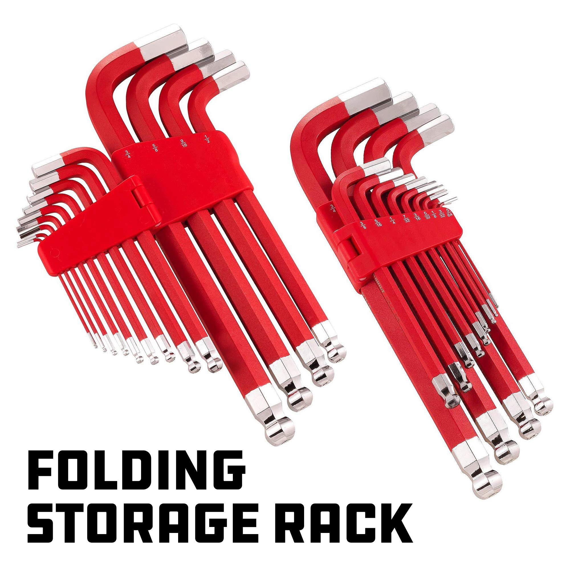 Powerbuilt 13 Piece Long Point SAE Jumbo Magnetic Hex Key Wrench, Allen Hex Key Wrench, 5/64"- 3/4" - 941641