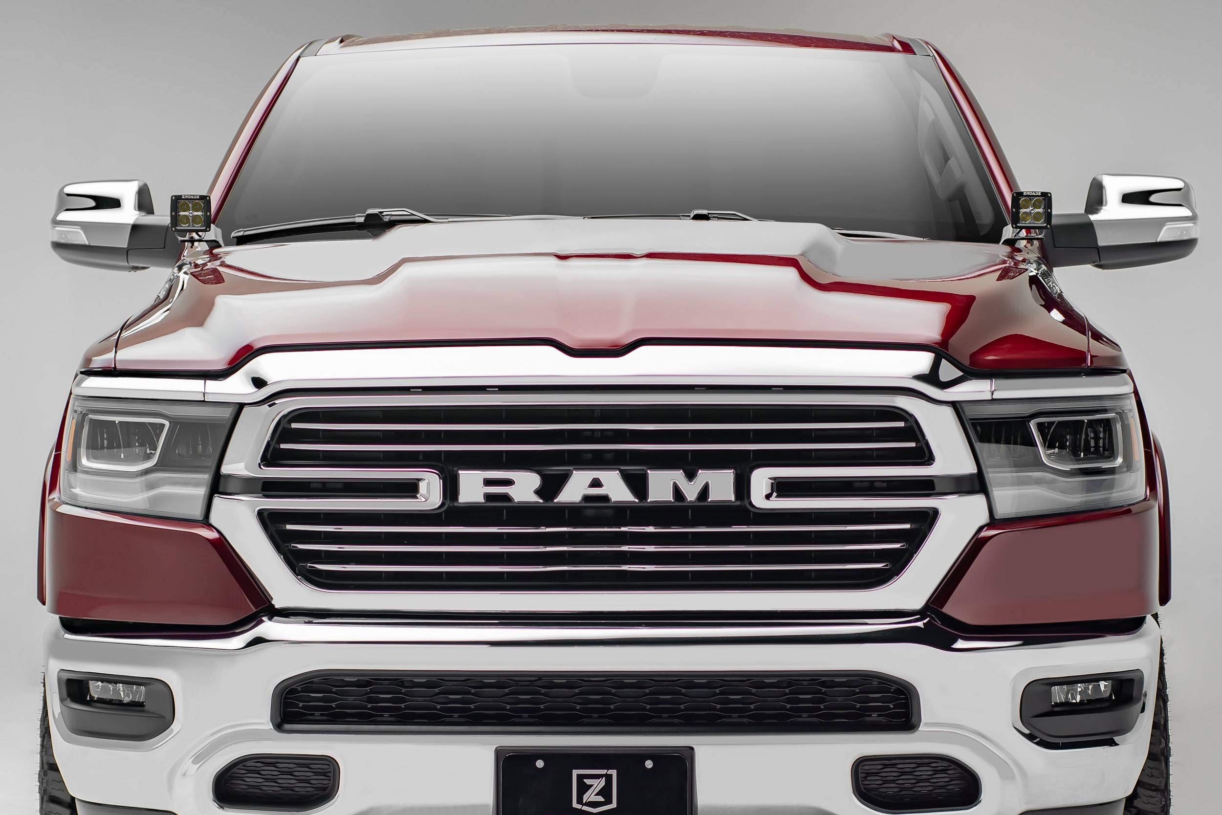 ZROADZ Hood Hinge Ditch LED Mounting Bracket - Compatible w/ 2019-2022 Ram Rebel - to Mount (2) 3 Inch LED Pod Lights - Mild Steel Gloss Black - Easy Bolt-On Installation - PN #Z364721