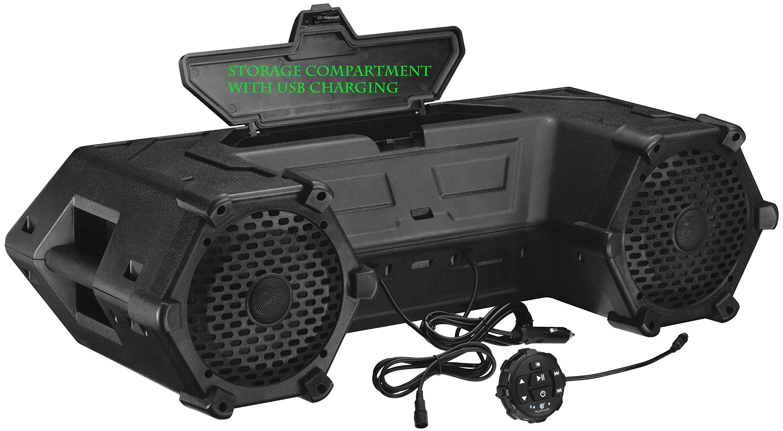 Planet Audio PATV85 Sound System ATV UTV – 8 Inch Speakers, Tweeters, IPX5 Weatherproof, Bluetooth, Amplified, LED Lightbar, Golf Cart Compatible