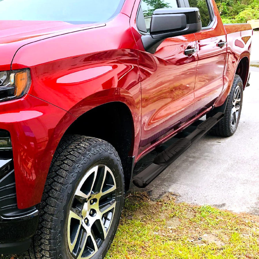 4" Black Running Boards Spec-D Tuning Side Step Bars Compatible with 2019-2021 Chevy Silverado 1500 Double Cab, 2020 Silverado 2500 3500, L+R Pair