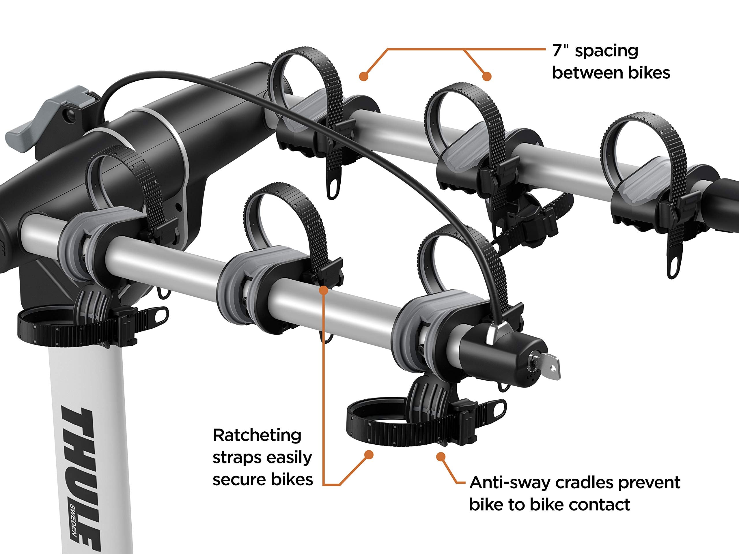 Thule Hanging Helium Pro Bike Rack - Carries 2 Bikes - Lightweight Hitch Bike Rack - Fits 2" and 1.25" receivers - Quick Tool-Free Installation - Tilts for Trunk Access - 75lb Load Capacity