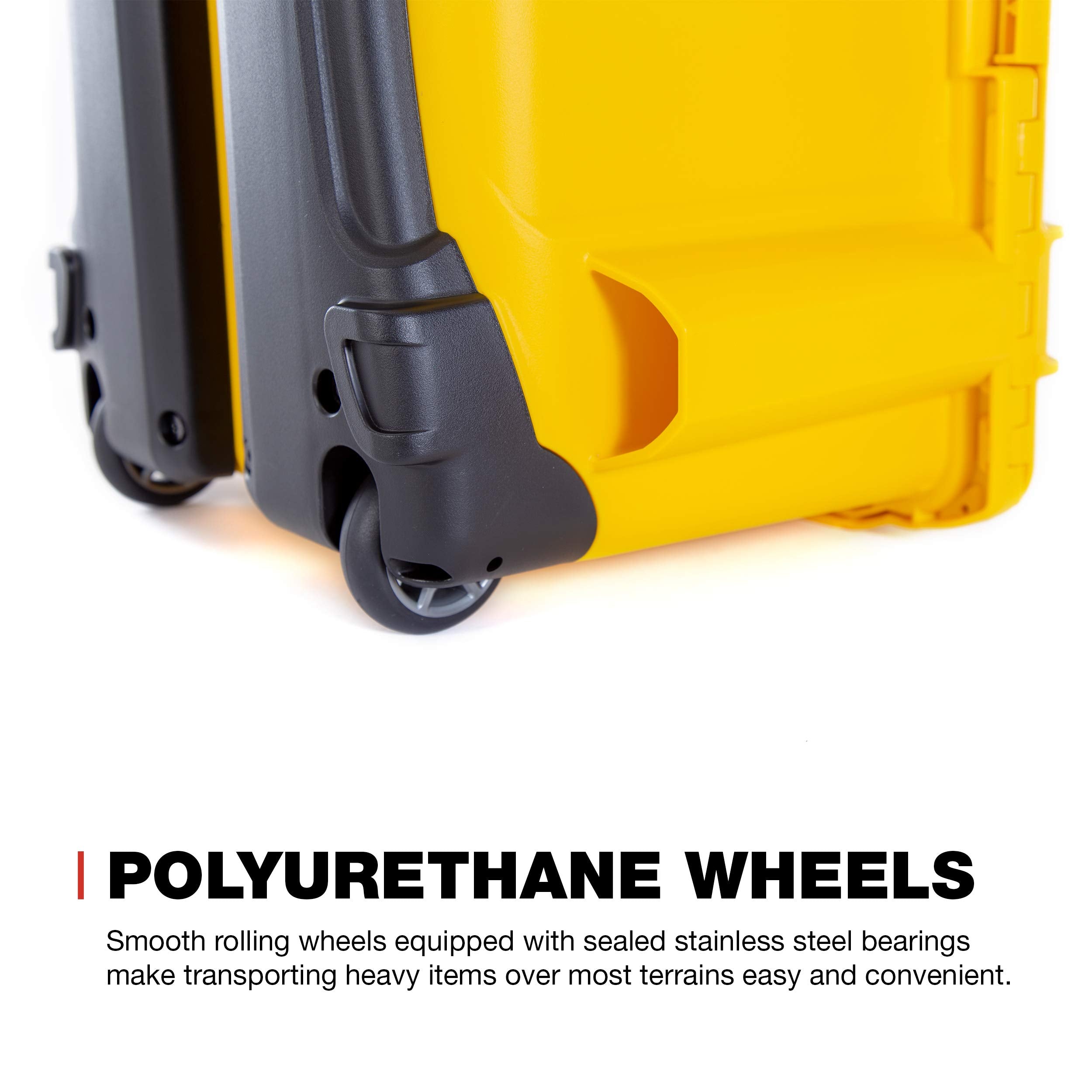 Wheeled Nanuk Series 938 Lightweight NK-7 Resin Waterproof Hard Case with Padded Divider, Yellow