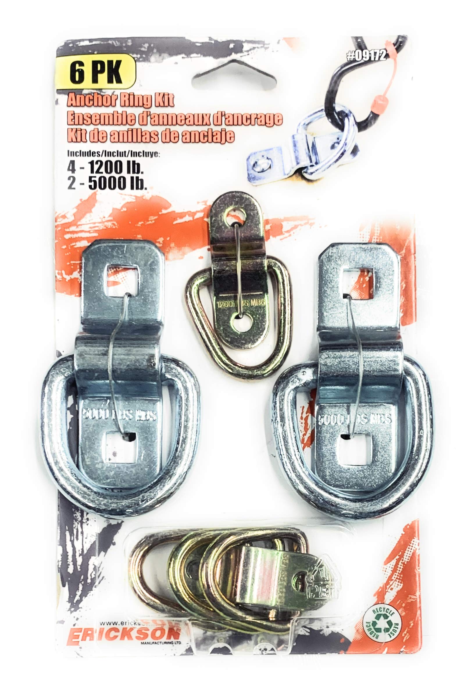 Anchor Ring Kit Erickson Manufacturing (4) 09108 1200 lb & (2) 09170 5000 lb (9172)