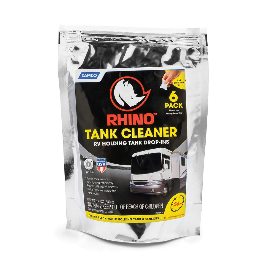 Camco Rhino Drop-INs RV Holding Tank Cleaner | Features a Septic Safe Enzyme Complex and is Ideal for RVing, Boating, and More | 6 Count (41560)