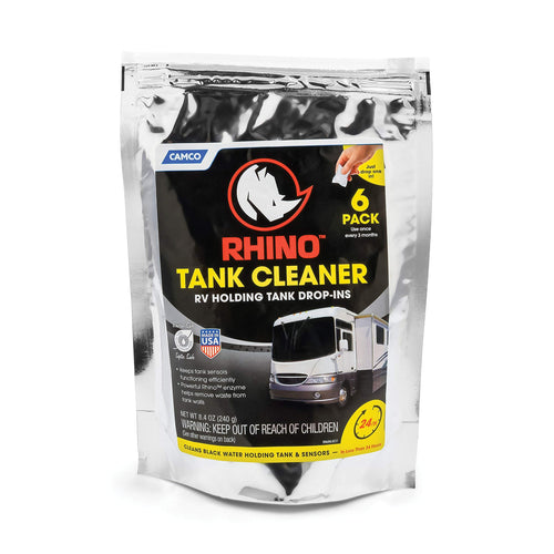 Camco Rhino Drop-INs RV Holding Tank Cleaner | Features a Septic Safe Enzyme Complex and is Ideal for RVing, Boating, and More | 6 Count (41560)
