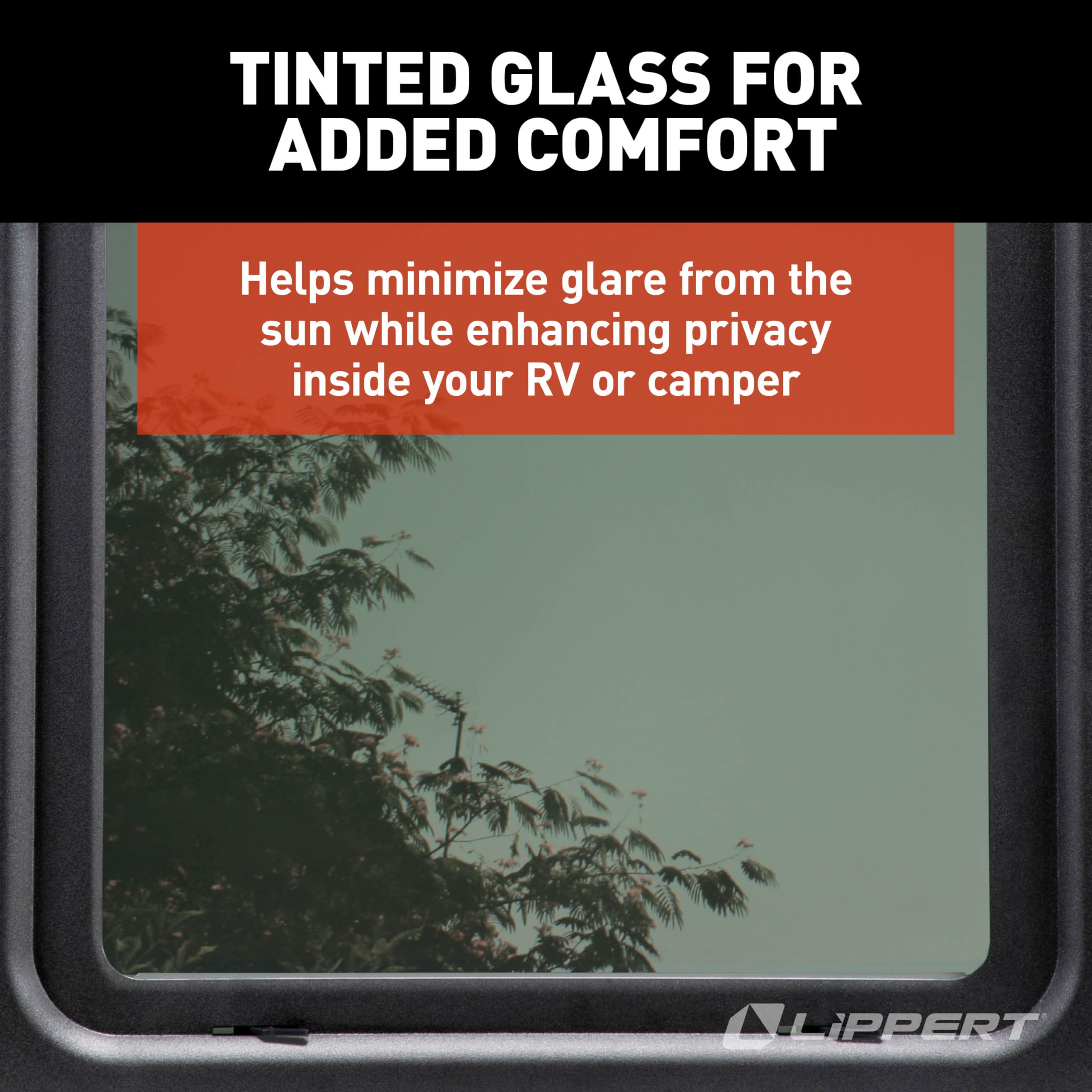 EcoCell Thin Shade Lippert Complete RV Window Kit for Entry Doors with Frame, Tinted Glass, Horizontal Blind, Sun-Blocking Protection, Easy Sliding Operation, Quick Installation - 2025009148