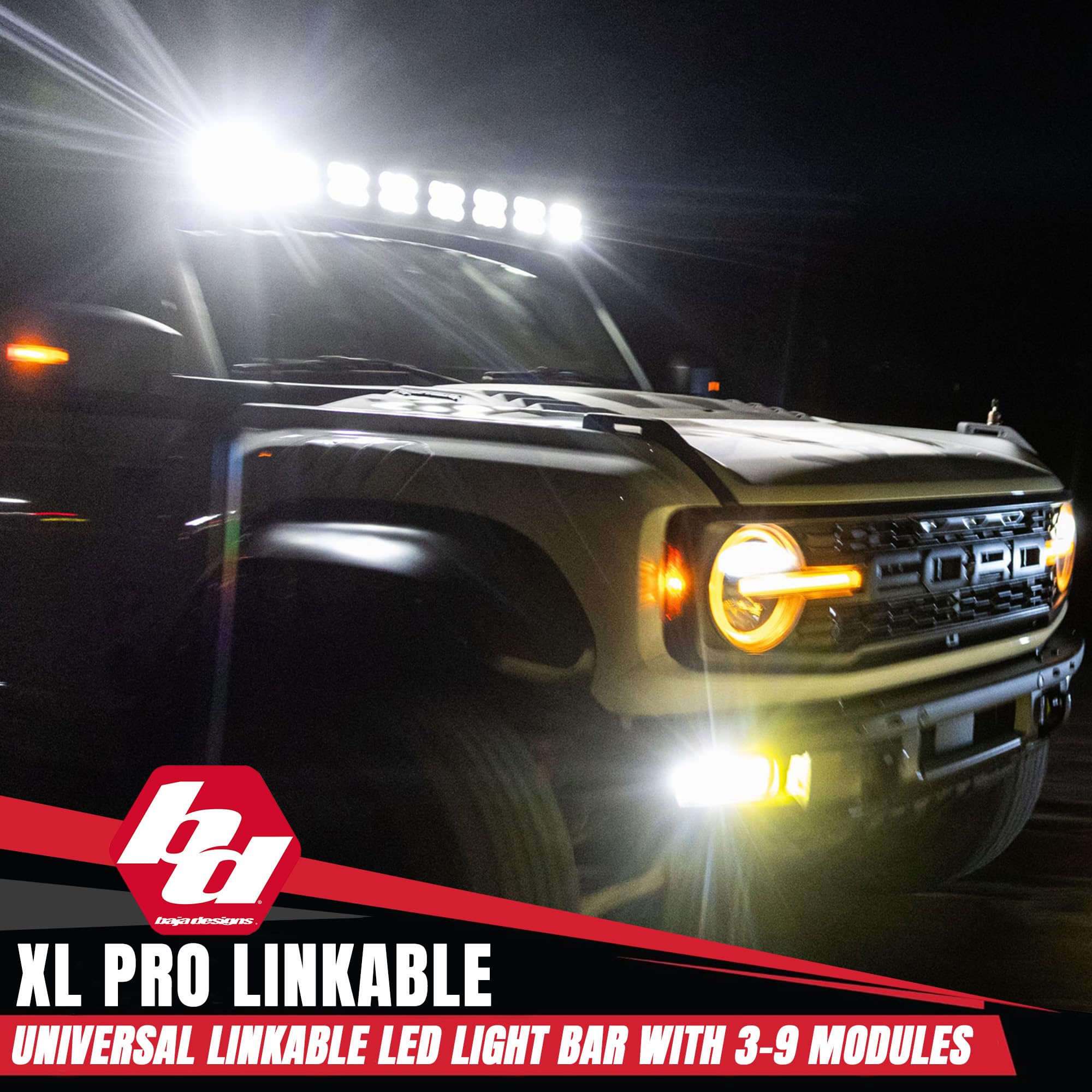 Baja Designs Linkable 1XL Pro LED Light Bar Add-a-Light with Rock Guards, Universal Fit, 6.18" Width (1 XL Pro LED)