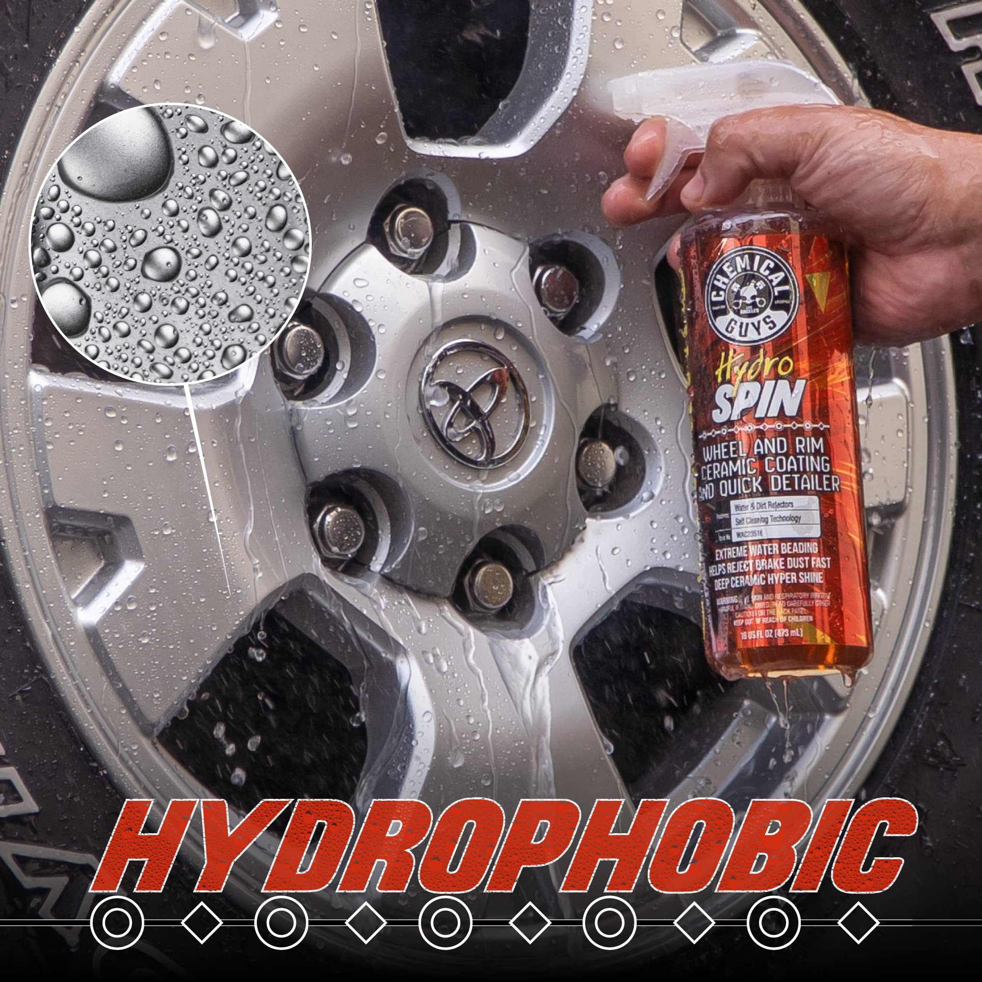 Chemical Guys HydroSpin Ceramic Coating and Quick Detailer Spray - 16 oz Protects Wheels, Rims & Brake Parts with Hydrophobic Shine
