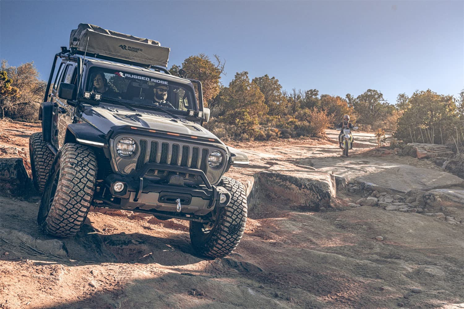 Sherpa Roof Rack Rugged Ridge for Jeep Wrangler JLU | Low-Profile Design, 2 Fixed Crossbars, No Drill Installation | 11703.23 | Fits 2018-2025 Jeep Wrangler JLU 4-Door