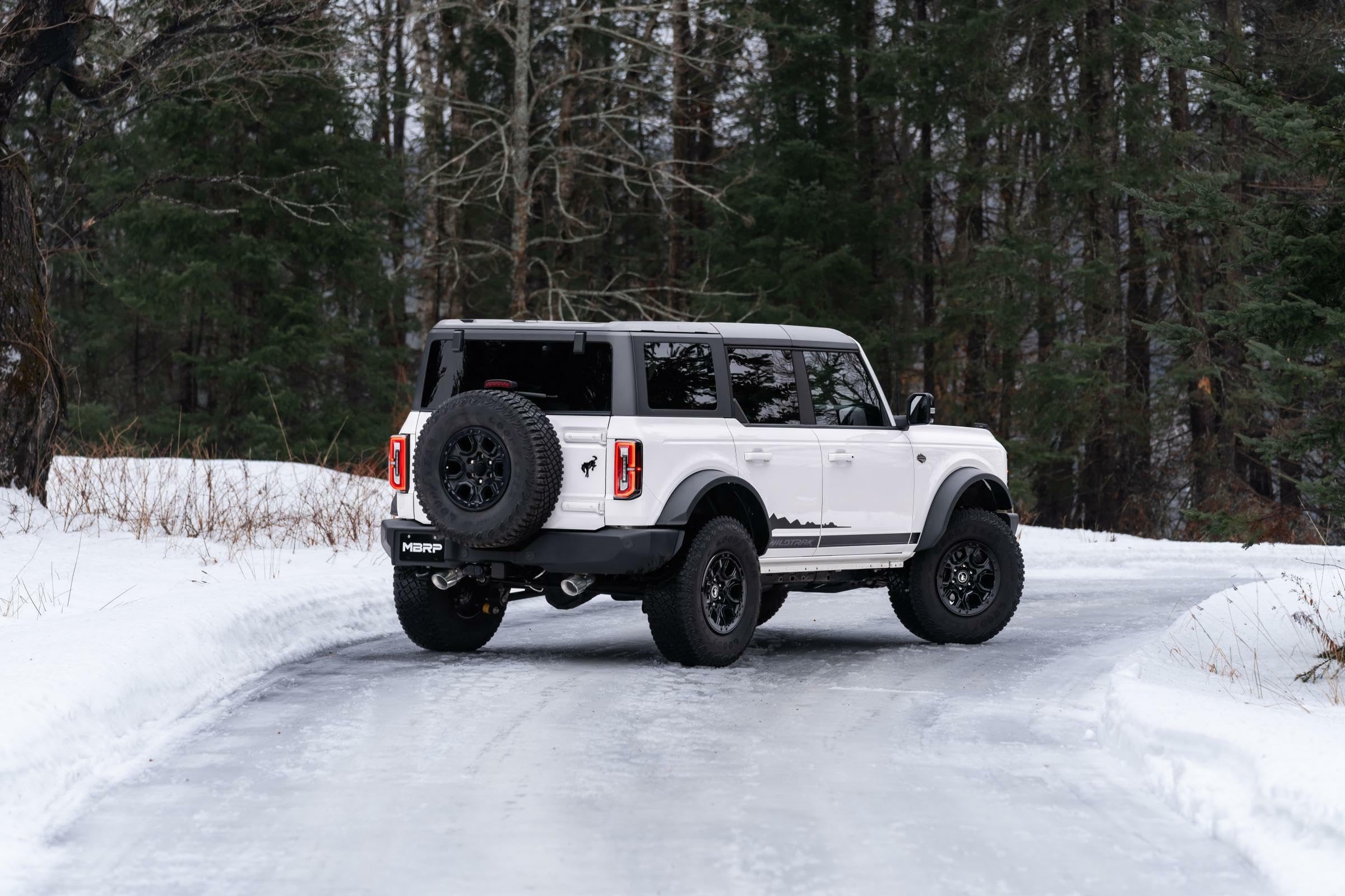 21-22 Ford Bronco MBRP 2.3/2.7L EcoBoost 2/4-Dr 3in Catback Dual Split Rear Exit BLK AL
