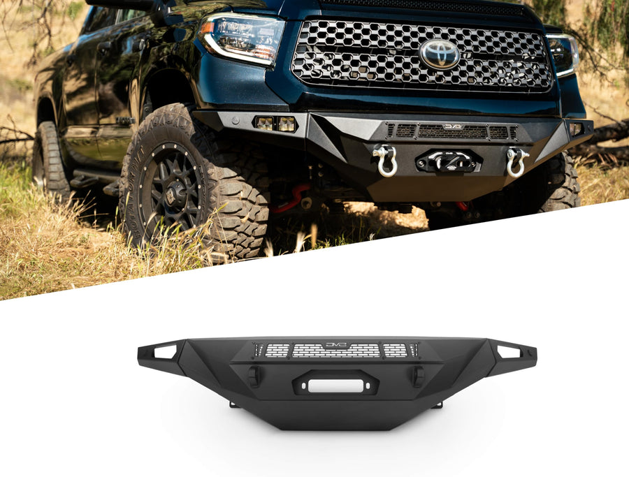 Offroad DV8 Spec Series Winch Front Bumper for 2014-2021 Toyota Tundra | Compatible w/Standard Heavy-Duty Winches | Mounts one 20" Single or Dual Row Light Bar & four 3" Pod Lights | 2 D-Ring Mounts